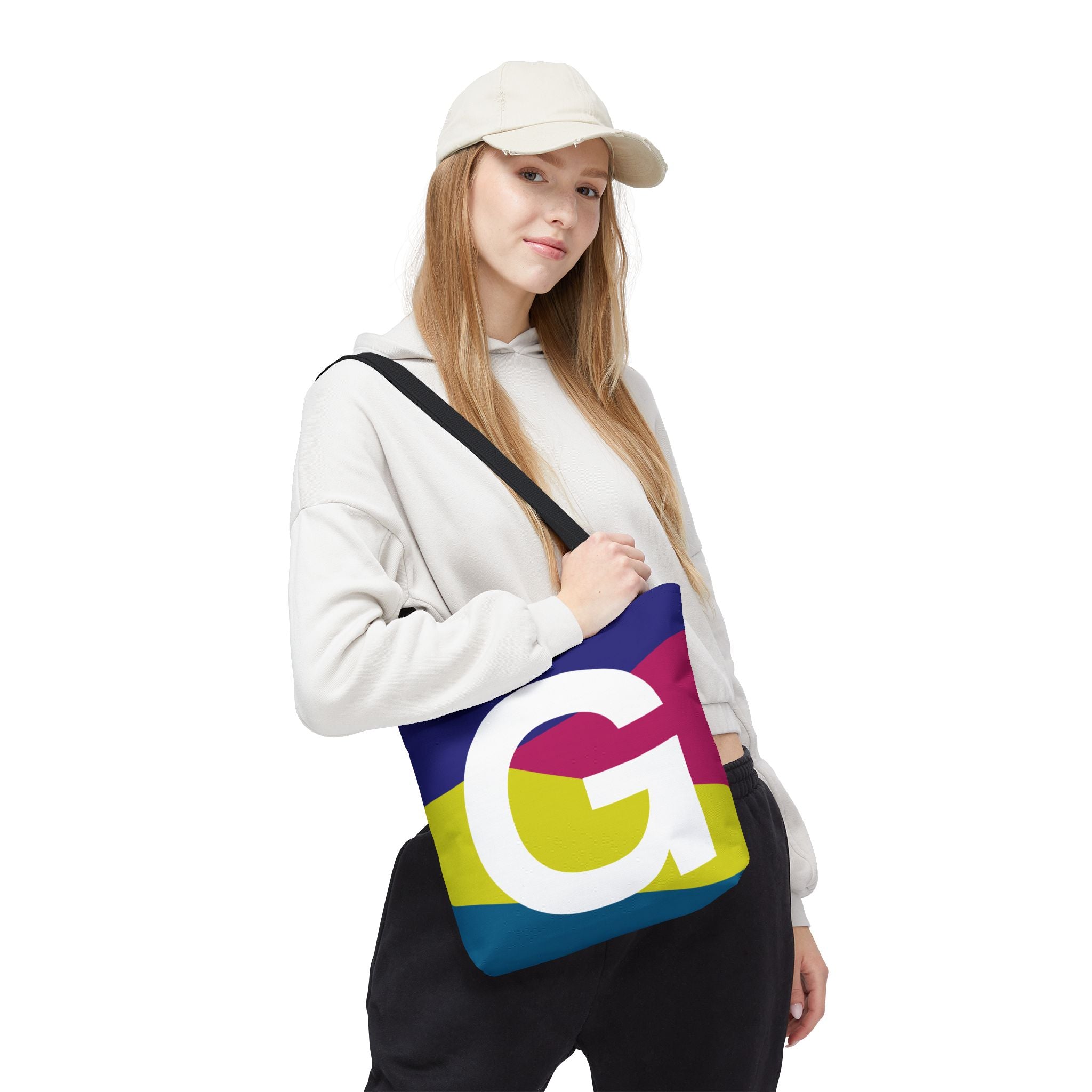 Monogram 'G' Colorblock Tote Bag — Personalized Initial G Shoulder Tote