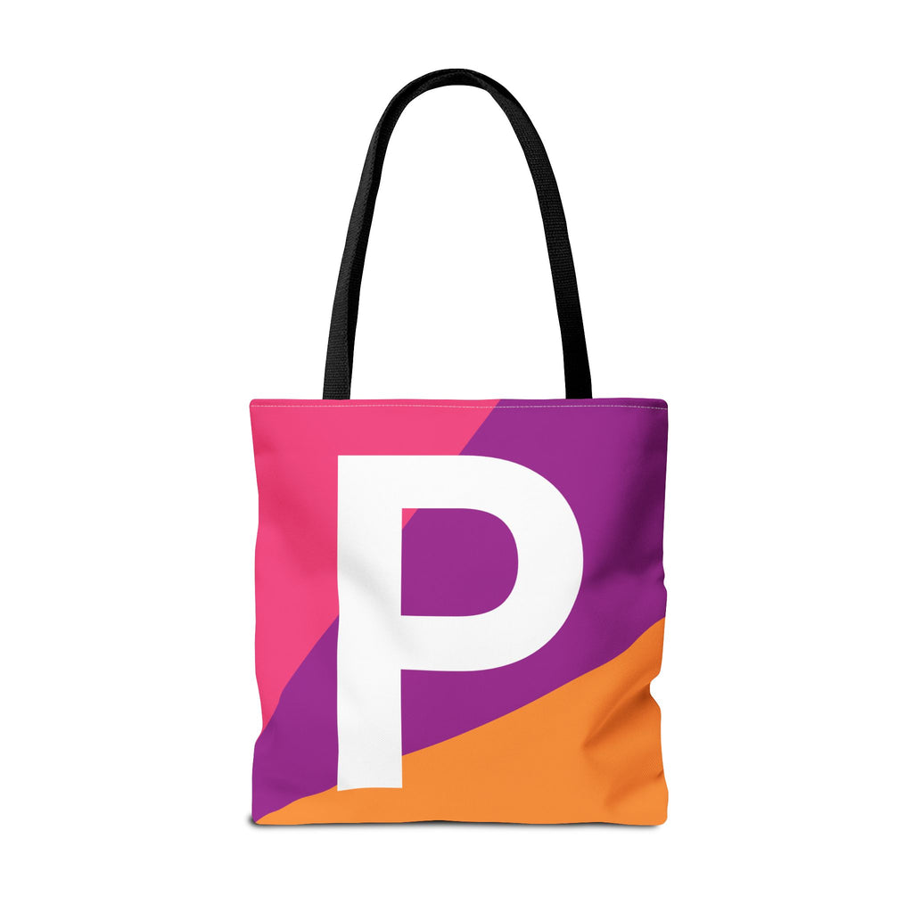 Monogram 'P' Colorblock Tote Bag — Personalized Initial P Shoulder Tote