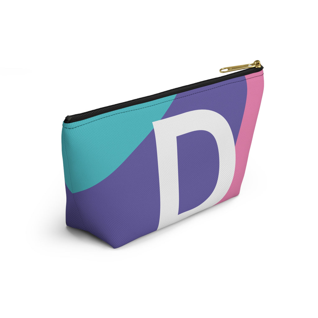 Initials Colorblock Accessory Pouch — Monogram D T-Bottom Cosmetic Bag