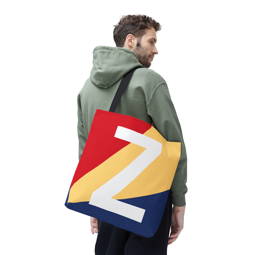 Monogram 'Z' Colorblock Tote Bag — Personalized Initial Z Shoulder Tote