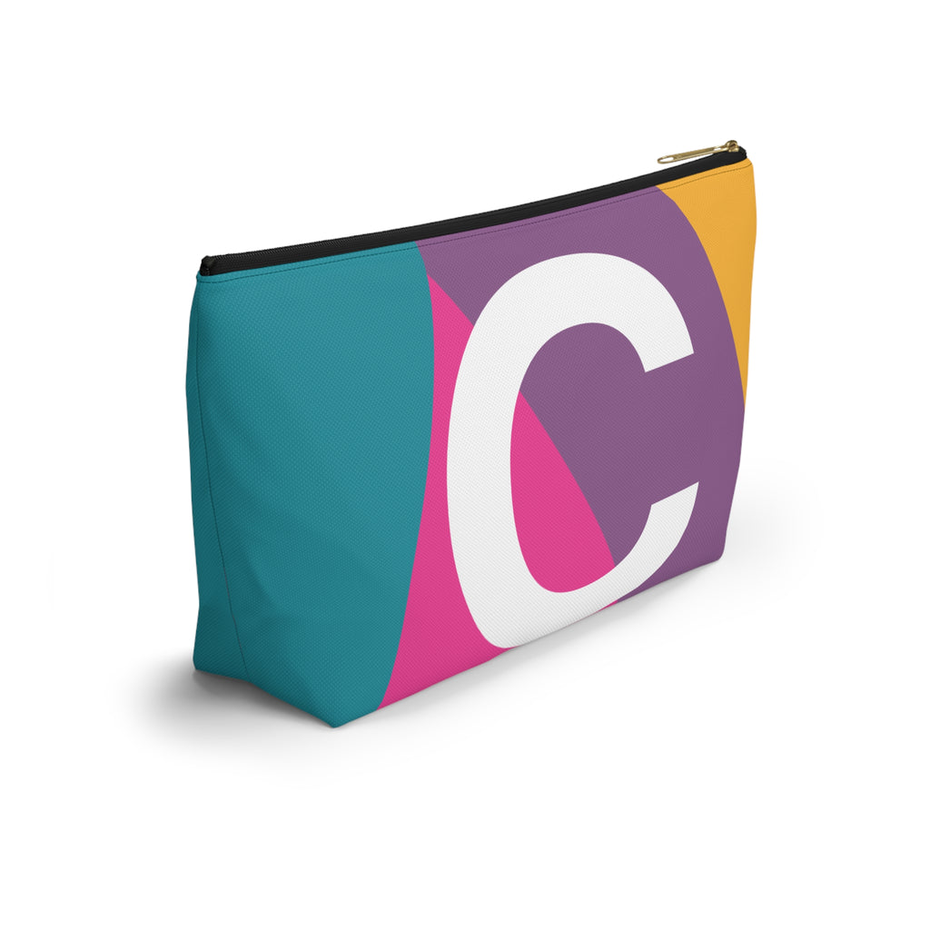 Initials Colorblock Accessory Pouch — Monogram C T-Bottom Cosmetic Bag