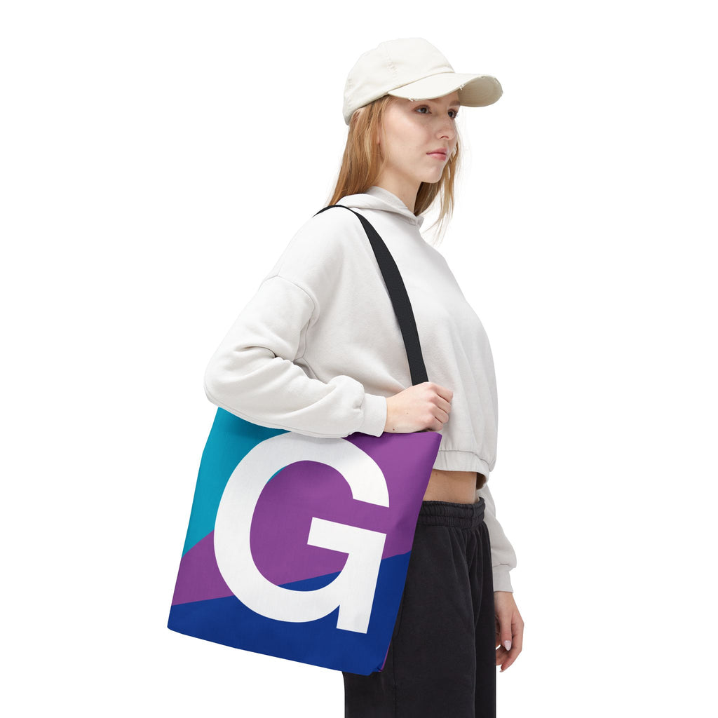 Monogram 'G' Colorblock Tote Bag — Personalized Initial G Shoulder Tote