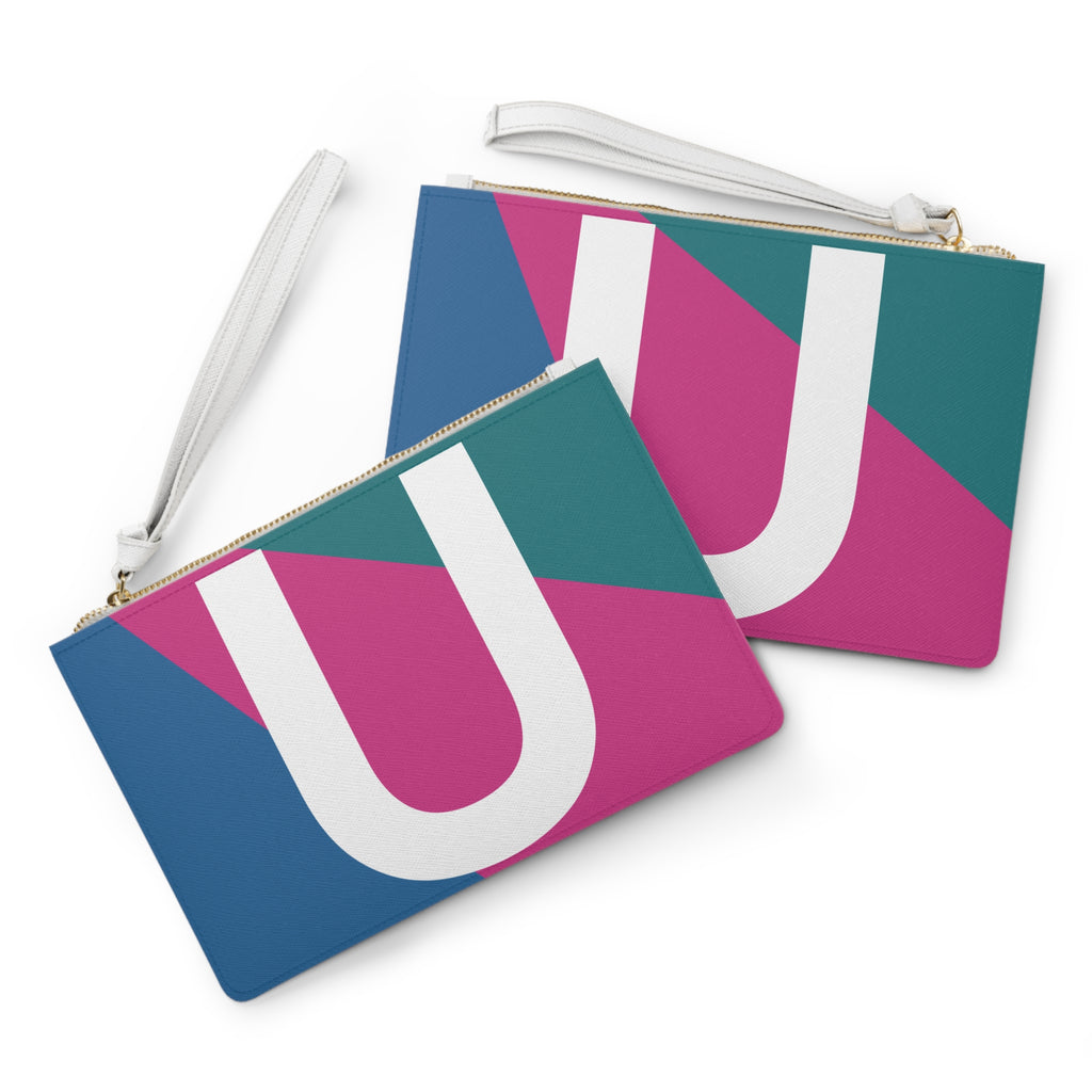 Monogram 'U' Colorblock Clutch Bag — Bold Geometric Wristlet for Everyday & Gifts