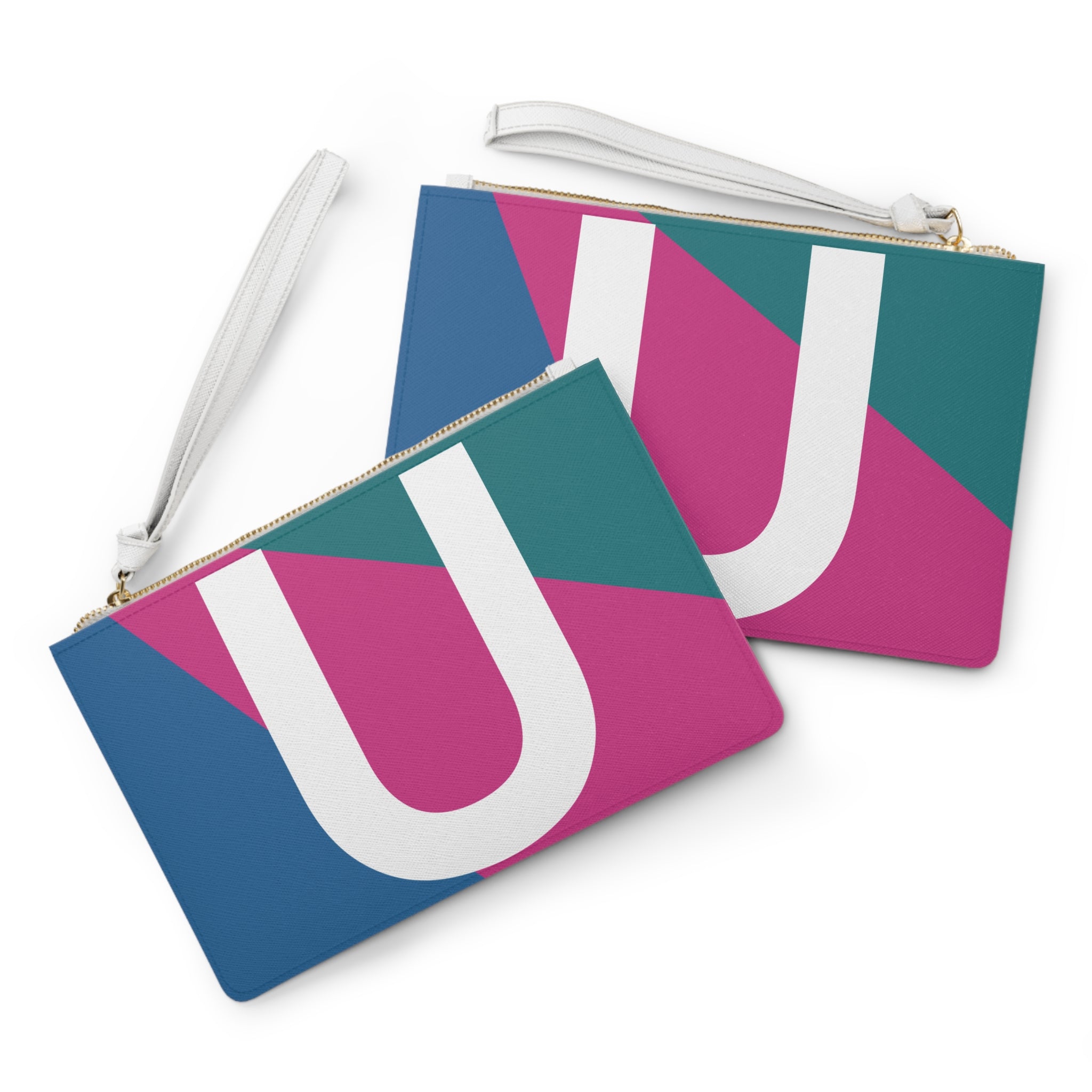 Monogram 'U' Colorblock Clutch Bag — Bold Geometric Wristlet for Everyday & Gifts
