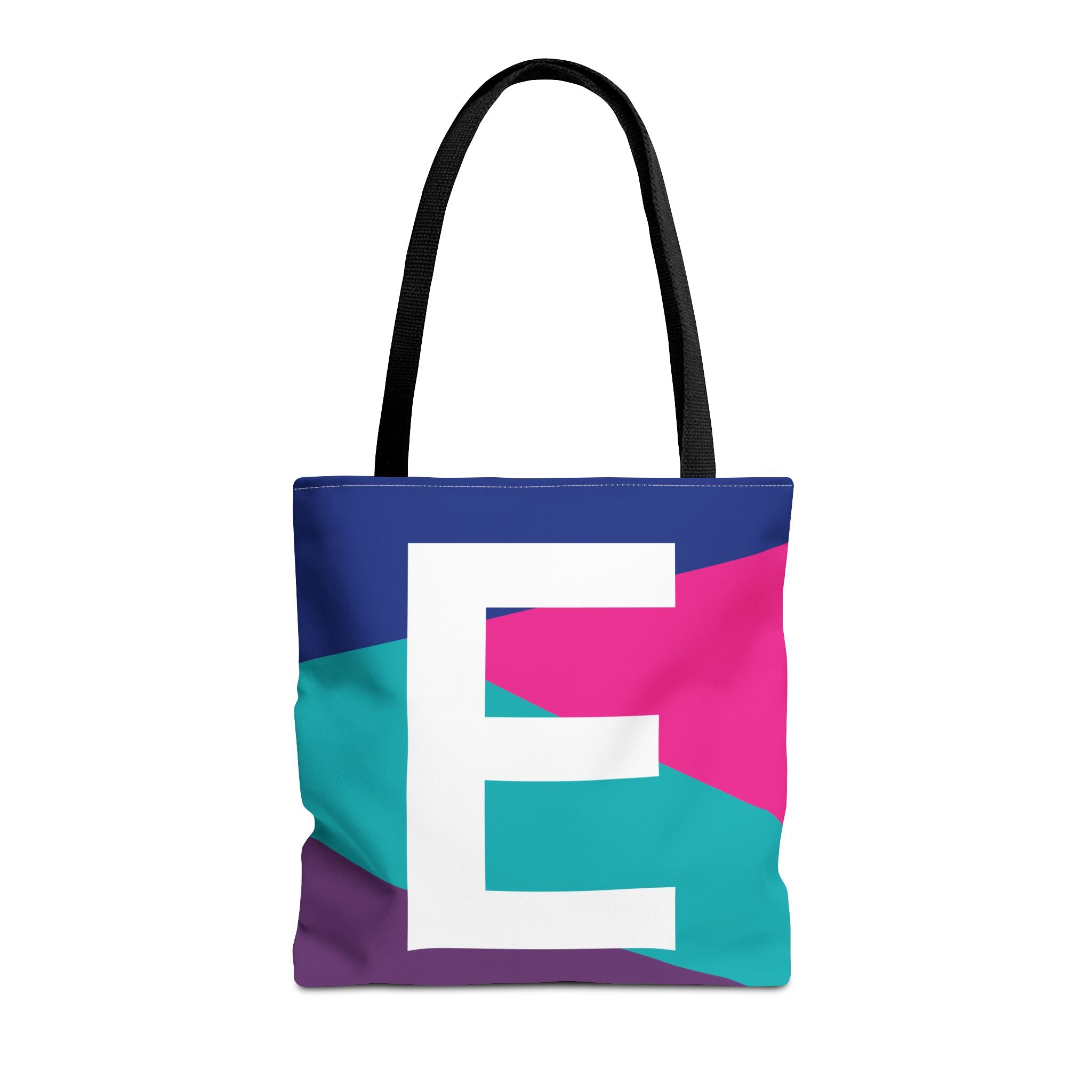 Monogram 'E' Colorblock Tote Bag — Personalized Initial E Shoulder Tote
