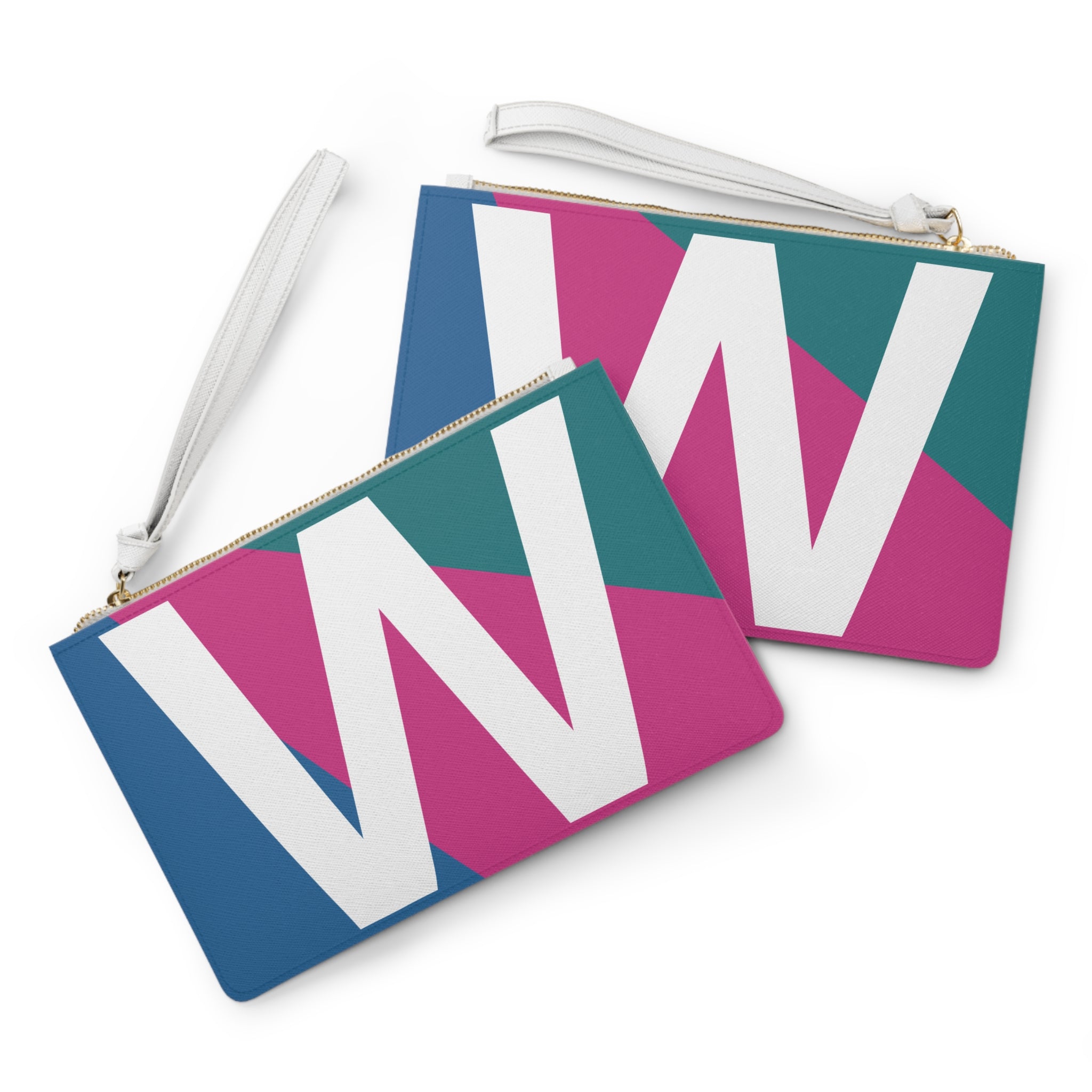 Monogram 'W' Colorblock Clutch Bag — Bold Geometric Wristlet for Everyday & Gifts