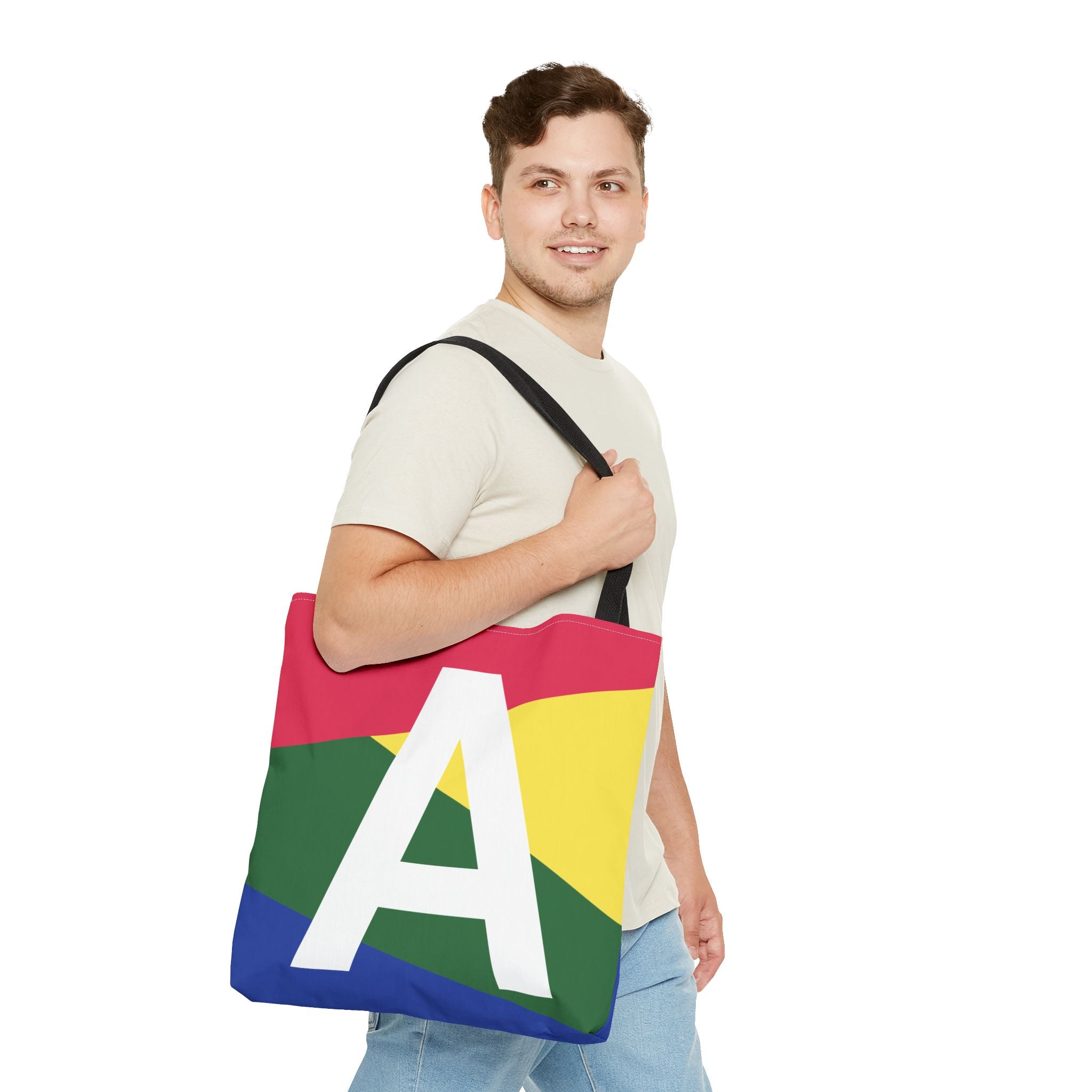 Monogram 'A' Colorblock Tote Bag — Personalized Initial A Shoulder Tote