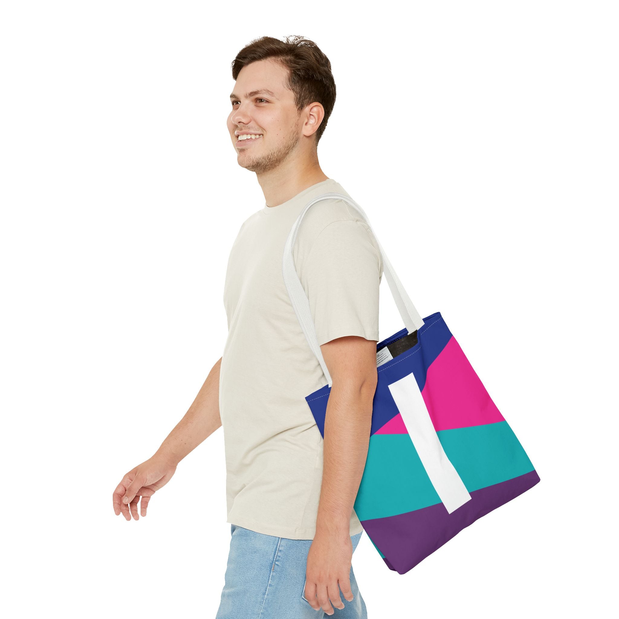 Monogram 'I' Colorblock Tote Bag — Personalized Initial I Shoulder Tote