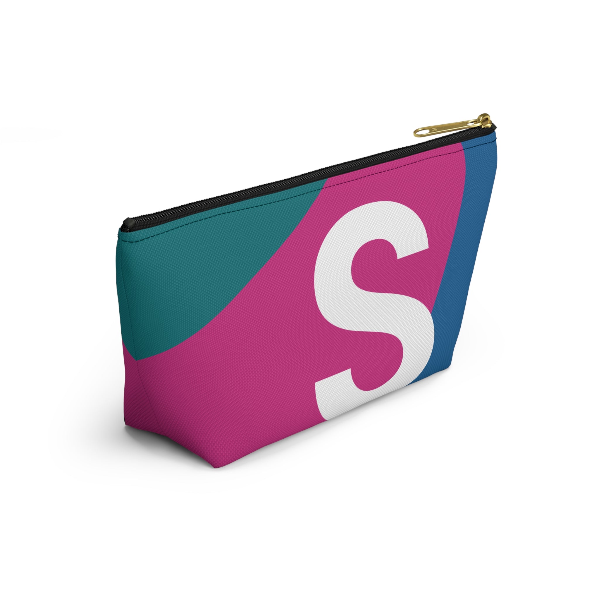 Initials Colorblock Accessory Pouch — Monogram S T-Bottom Cosmetic Bag