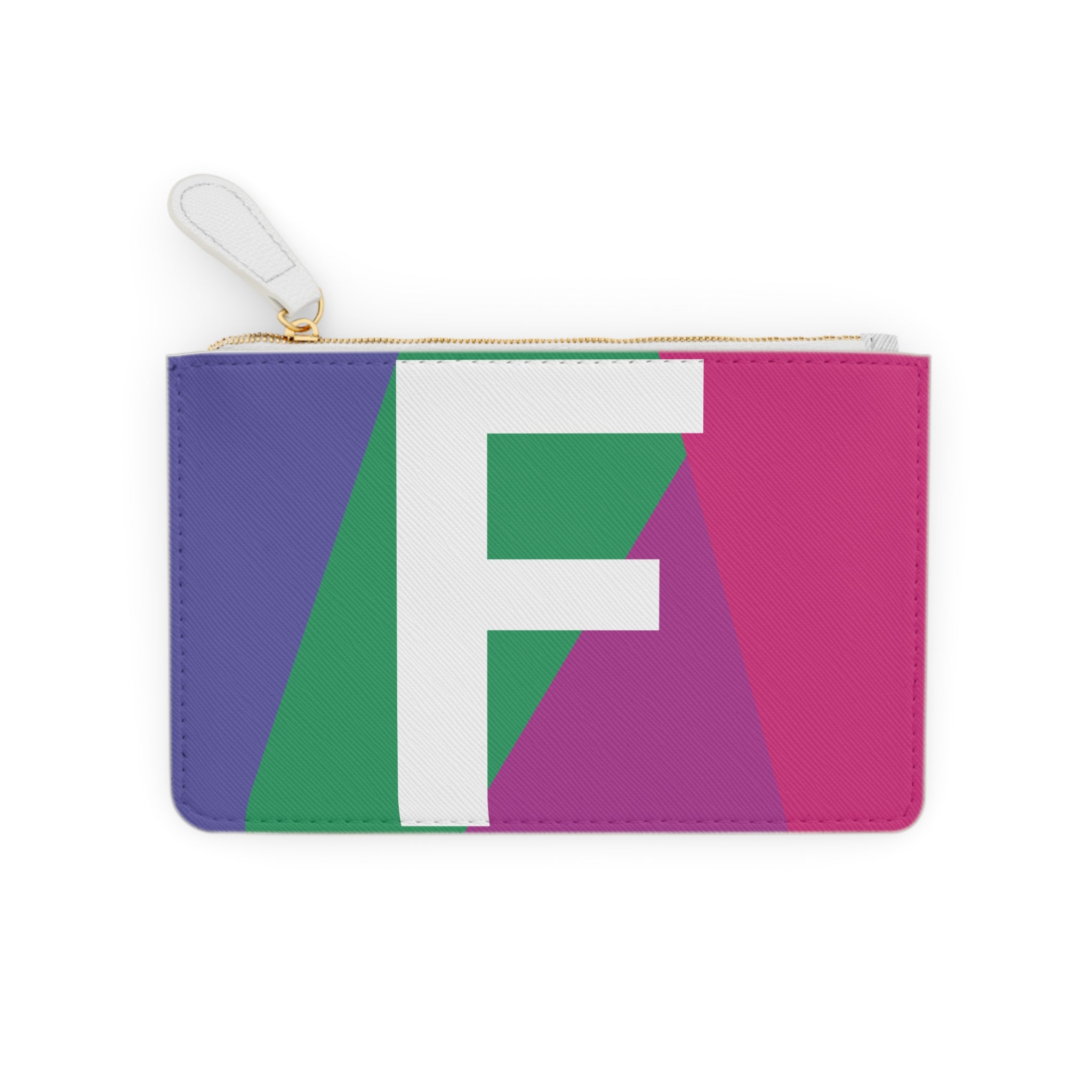 Initial F Mini Clutch — Colorblock Monogram Wristlet Wallet