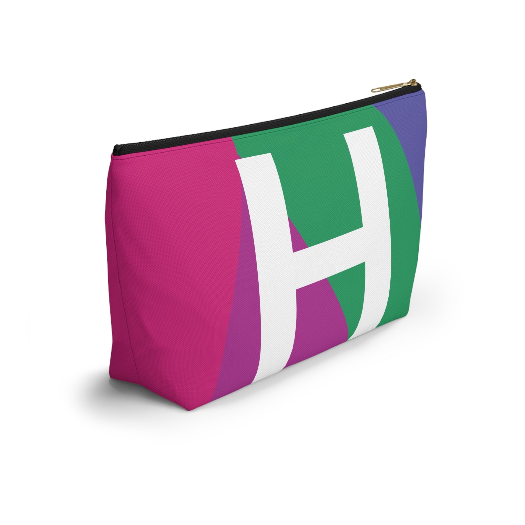 Initials Colorblock Accessory Pouch — Monogram H T-Bottom Cosmetic Bag
