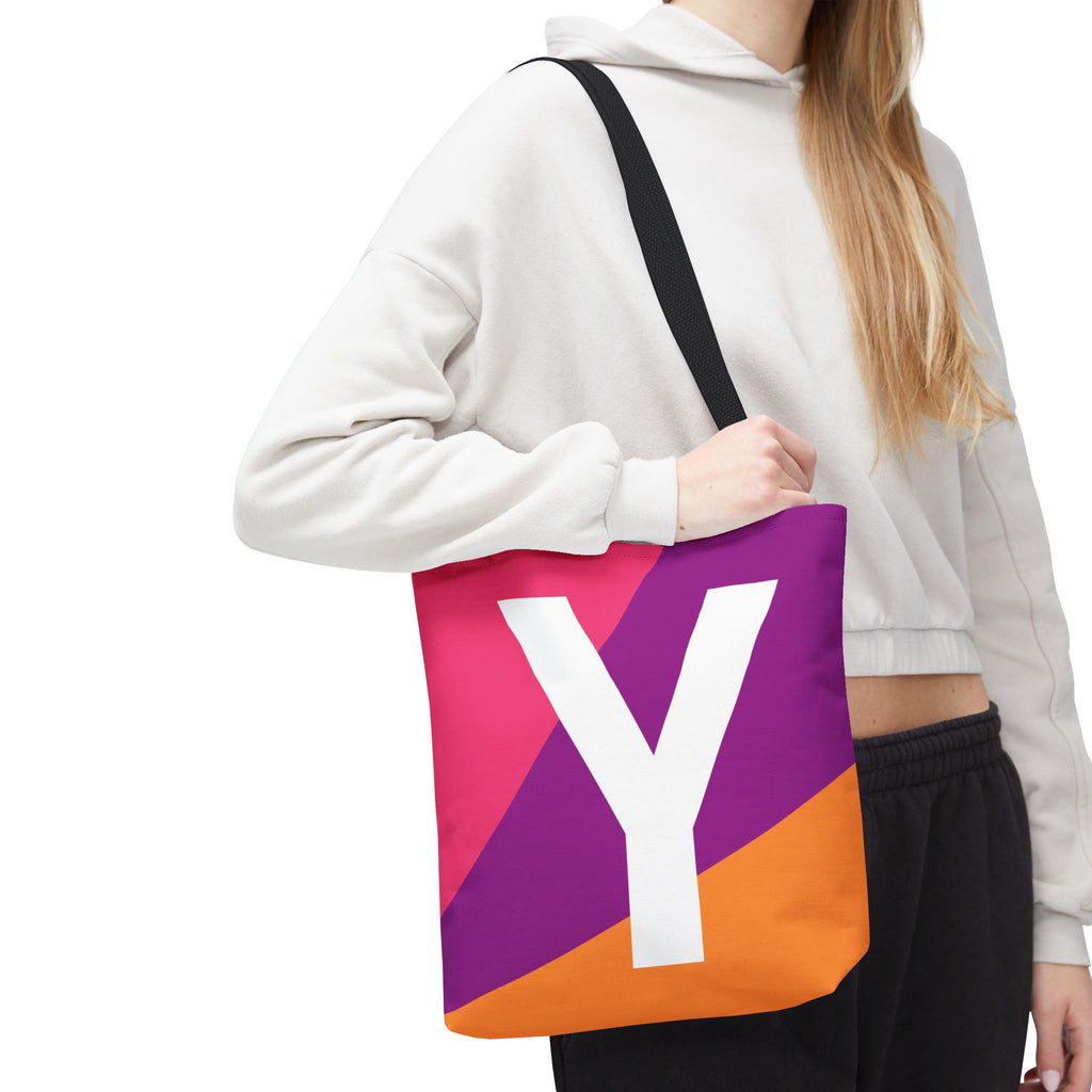 Monogram 'Y' Colorblock Tote Bag — Personalized Initial Y Shoulder Tote