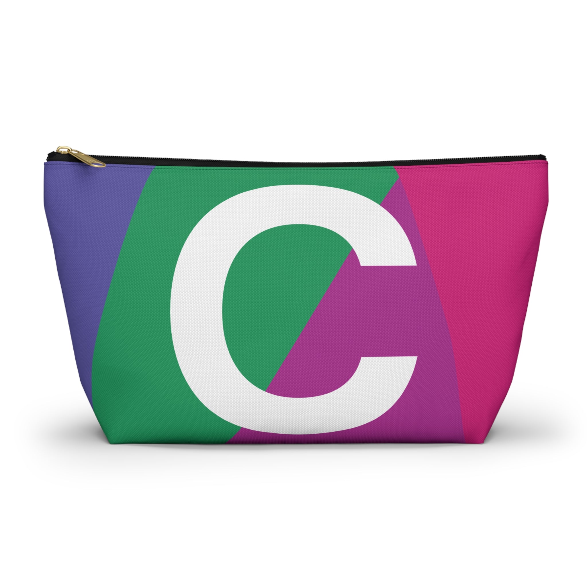 Initials Colorblock Accessory Pouch — Monogram C T-Bottom Cosmetic Bag