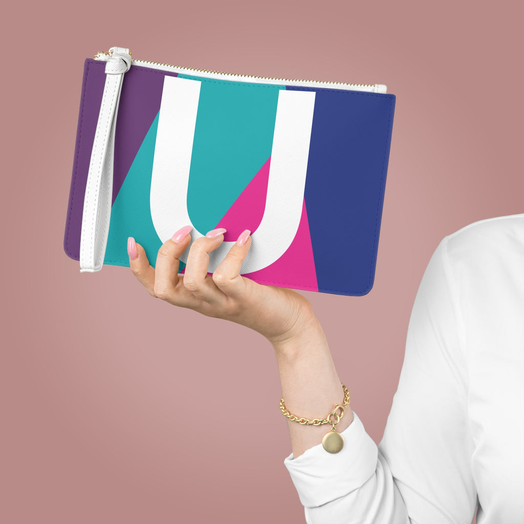 Monogram 'U' Colorblock Clutch Bag — Bold Geometric Wristlet for Everyday & Gifts