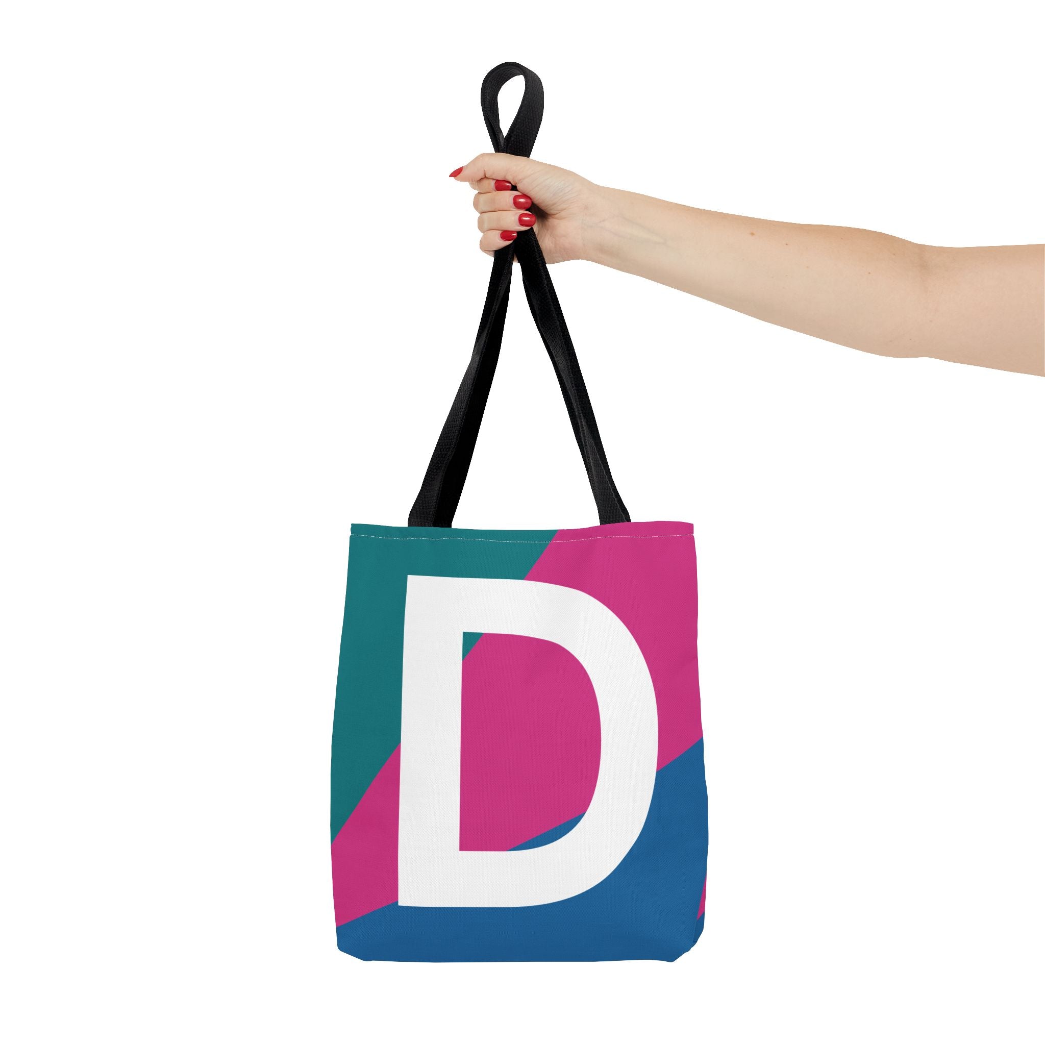 Monogram 'D' Colorblock Tote Bag — Personalized Initial D Shoulder Tote