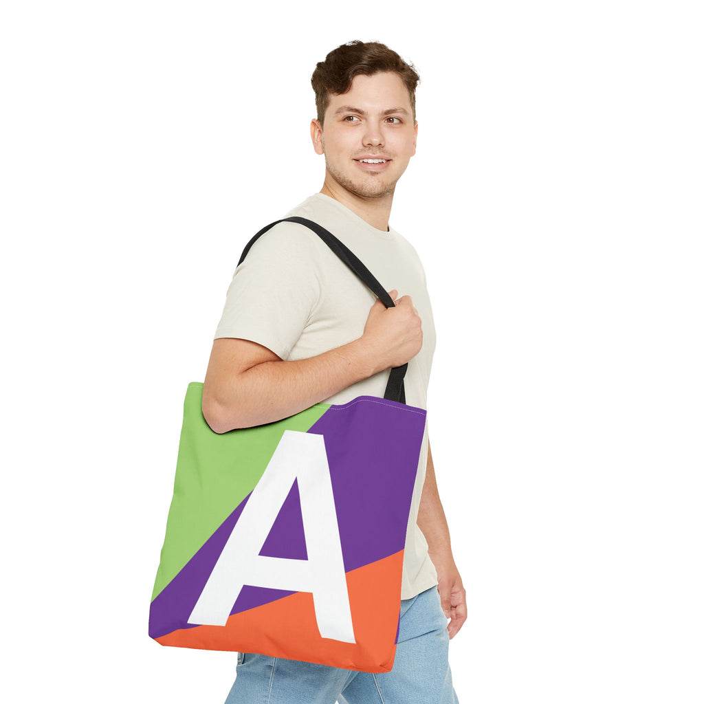 Monogram 'A' Colorblock Tote Bag — Personalized Initial A Shoulder Tote