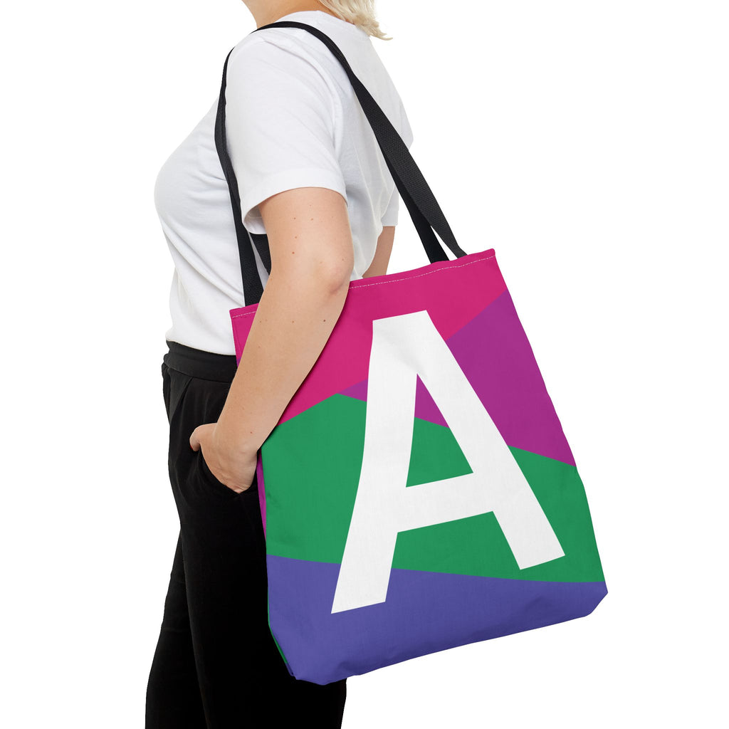 Monogram 'A' Colorblock Tote Bag — Personalized Initial A Shoulder Tote