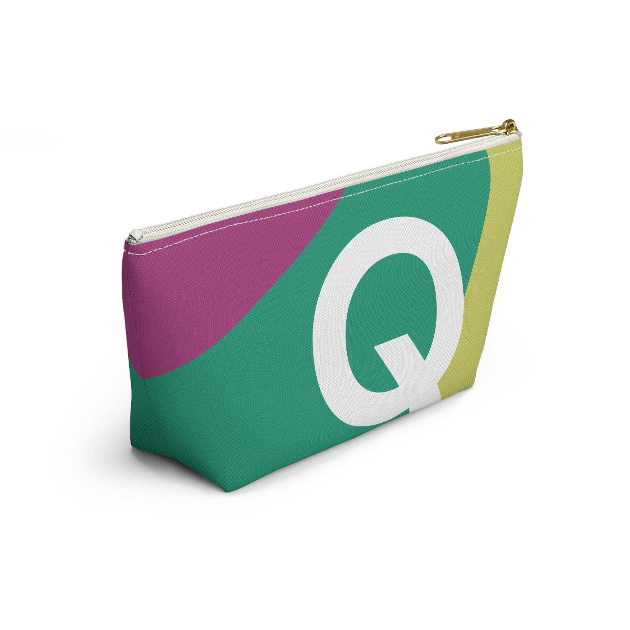 Initials Colorblock Accessory Pouch — Monogram Q T-Bottom Cosmetic Bag