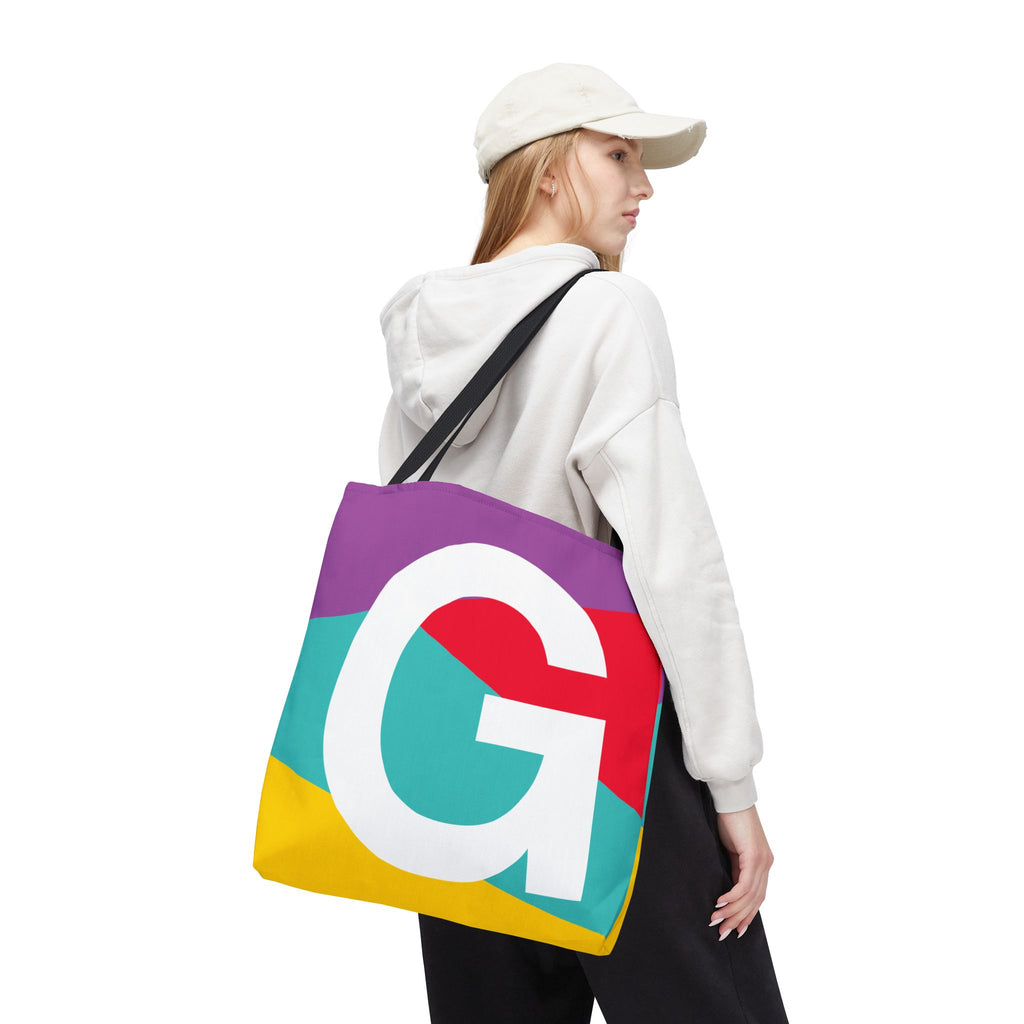 Monogram 'G' Colorblock Tote Bag — Personalized Initial G Shoulder Tote