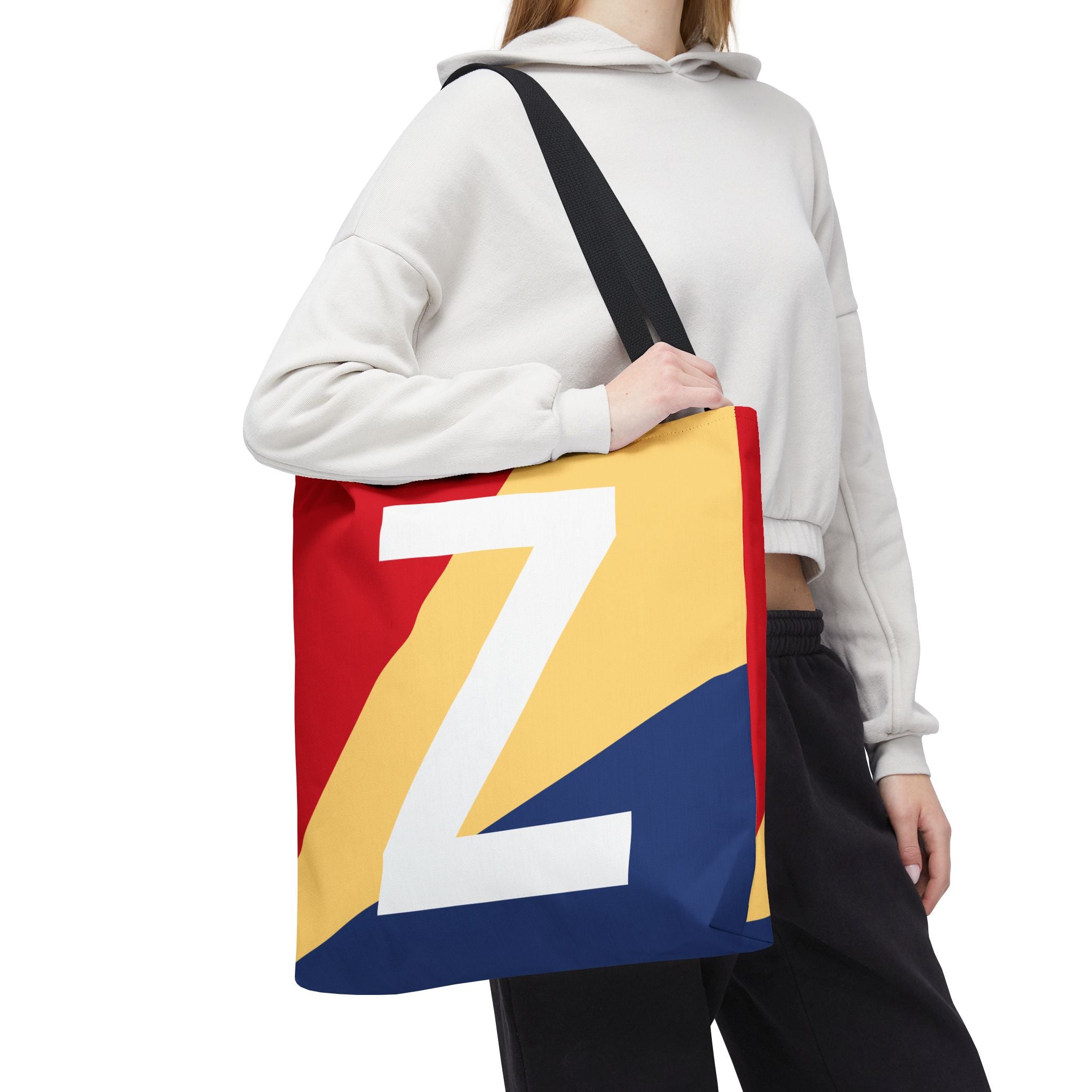 Monogram 'Z' Colorblock Tote Bag — Personalized Initial Z Shoulder Tote