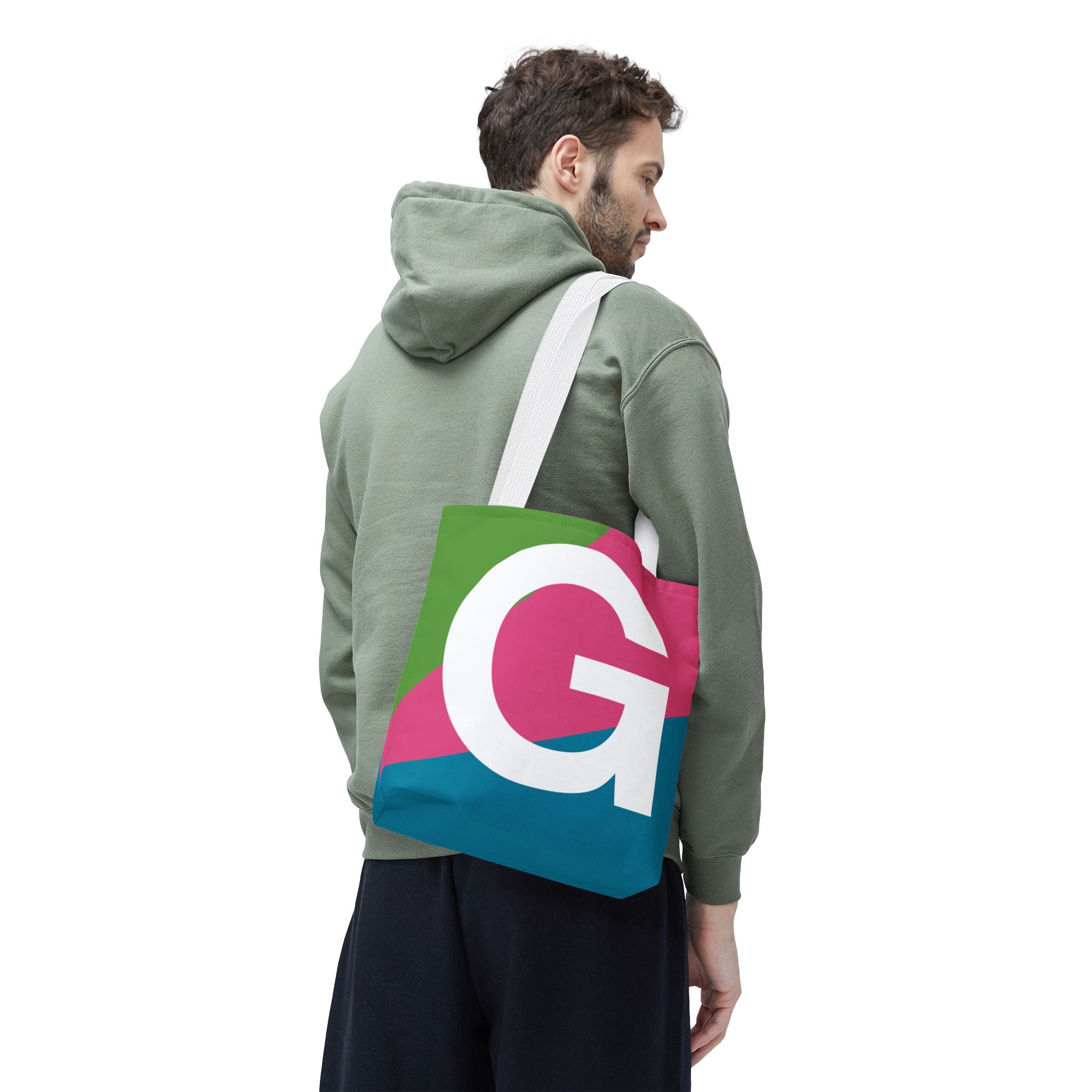 Monogram 'G' Colorblock Tote Bag — Personalized Initial G Shoulder Tote