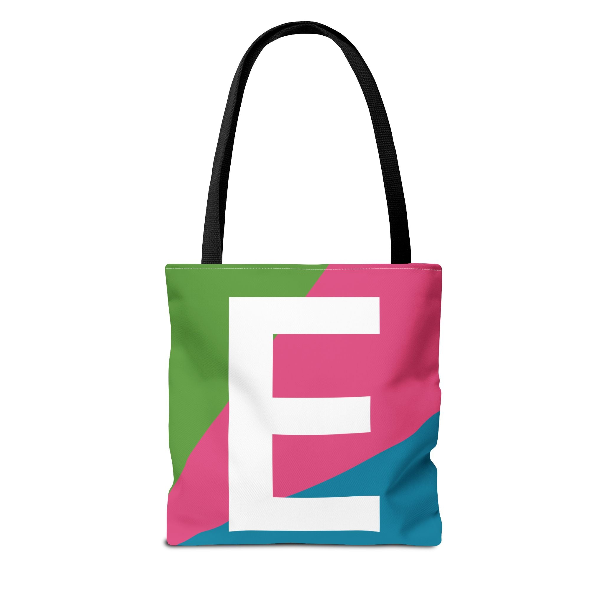 Monogram 'E' Colorblock Tote Bag — Personalized Initial E Shoulder Tote