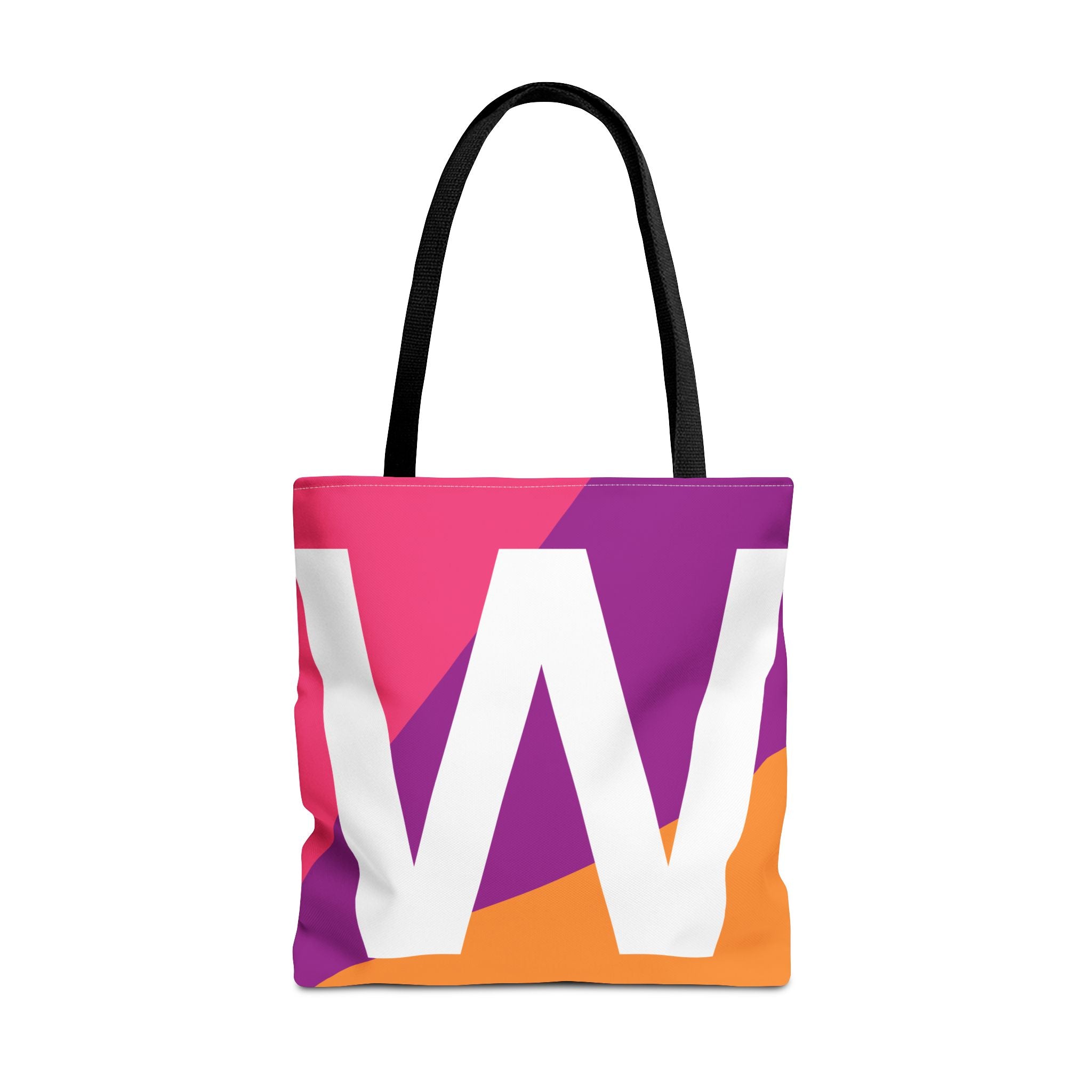 Monogram 'W' Colorblock Tote Bag — Personalized Initial W Shoulder Tote