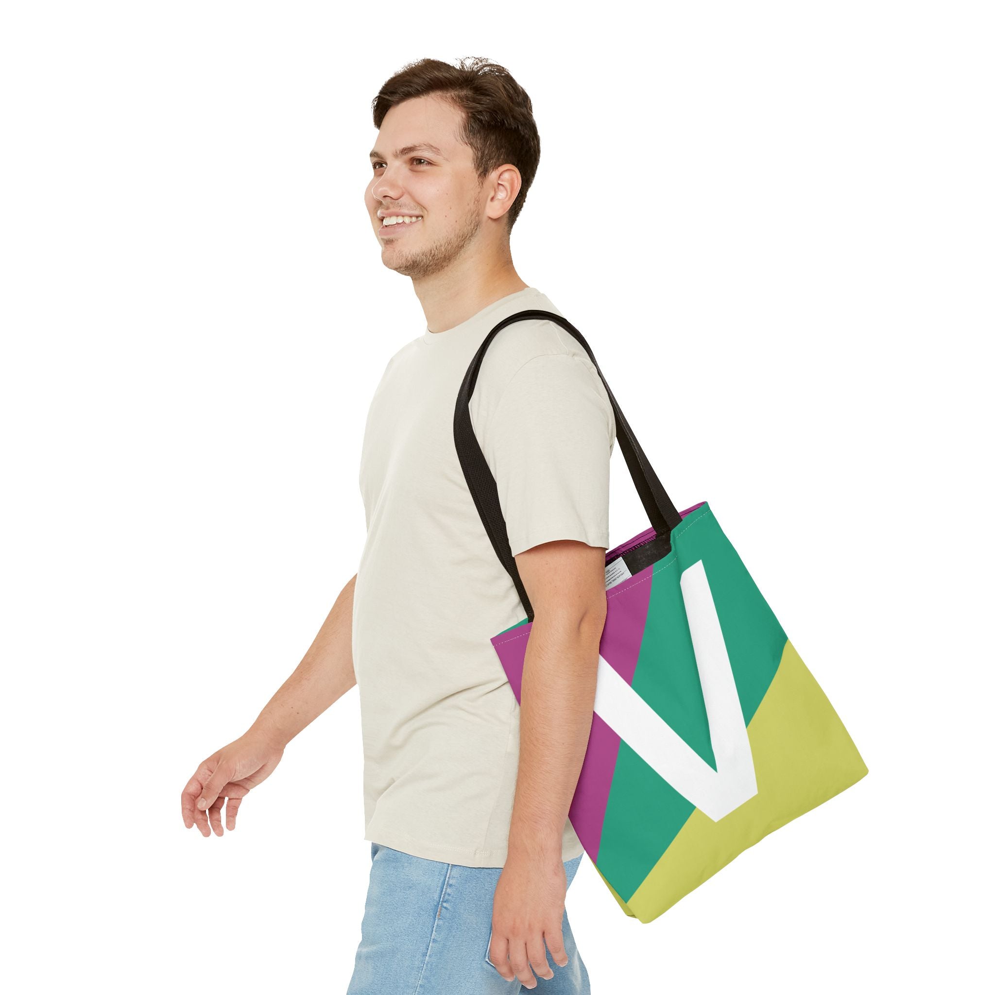 Monogram 'V' Colorblock Tote Bag — Personalized Initial V Shoulder Tote