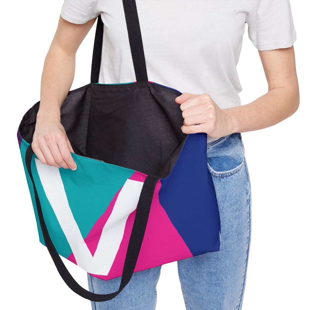 Personalized 'V' Colorblock Tote Bag — Monogram Weekender Tote