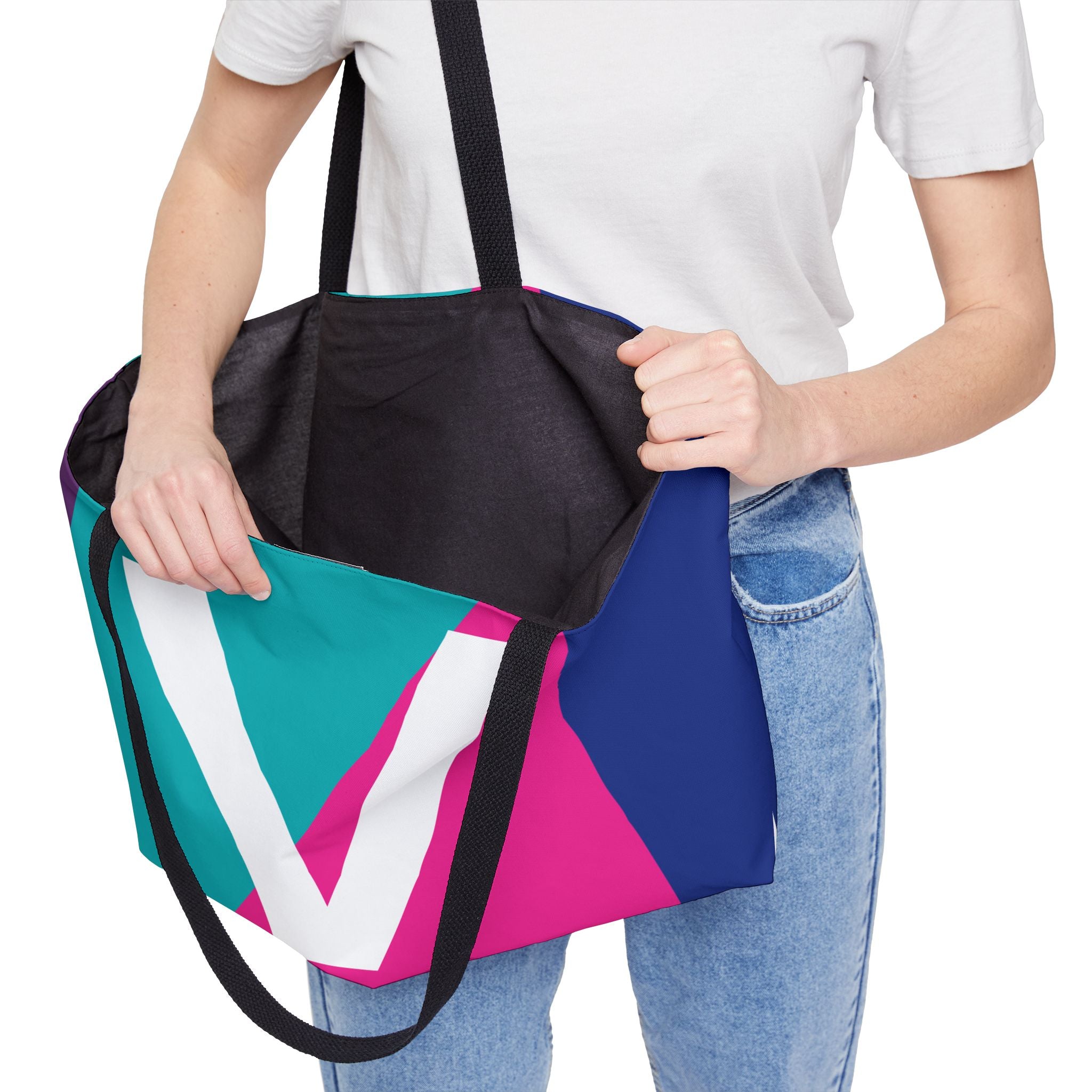 Personalized 'V' Colorblock Tote Bag — Monogram Weekender Tote