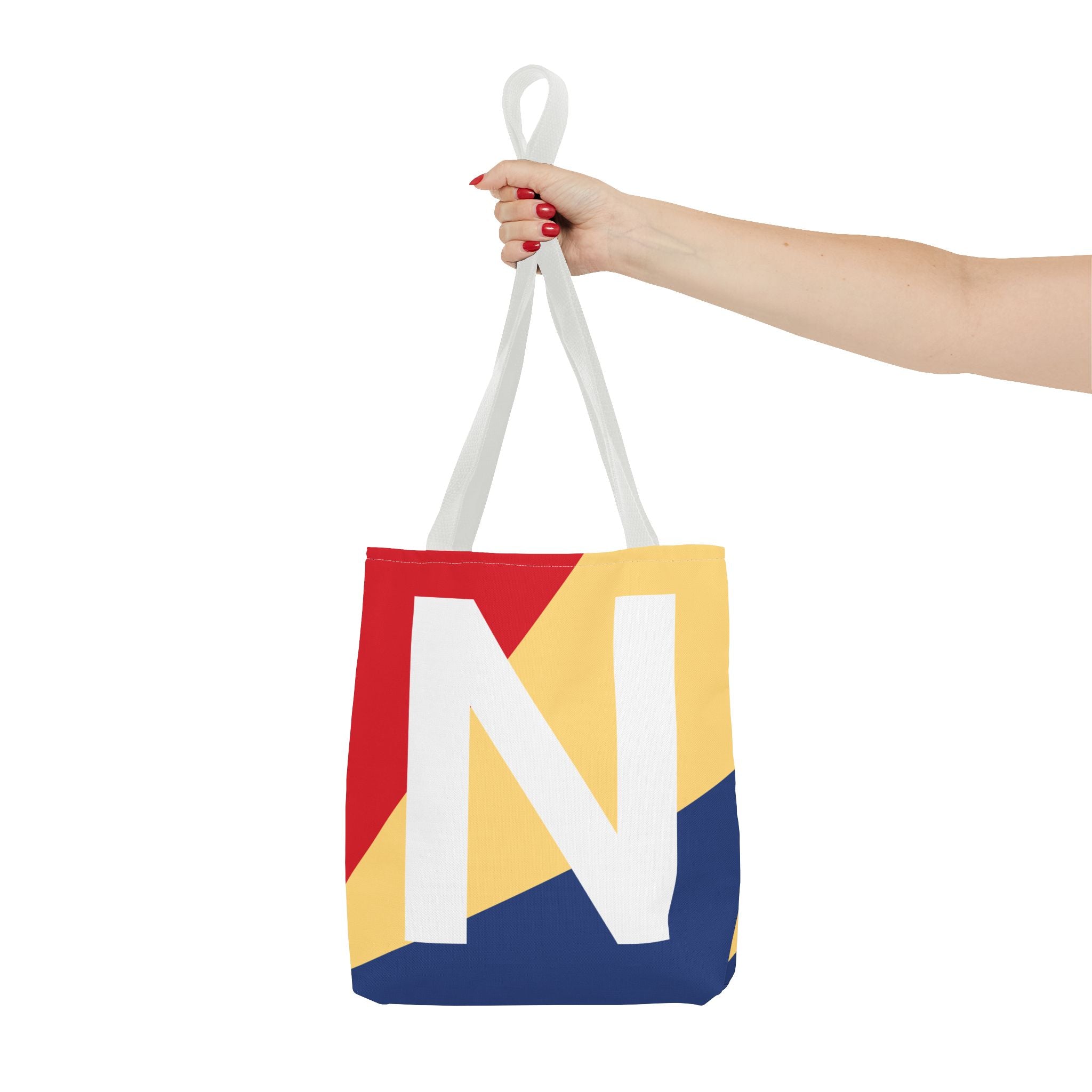 Monogram 'N' Colorblock Tote Bag — Personalized Initial N Shoulder Tote