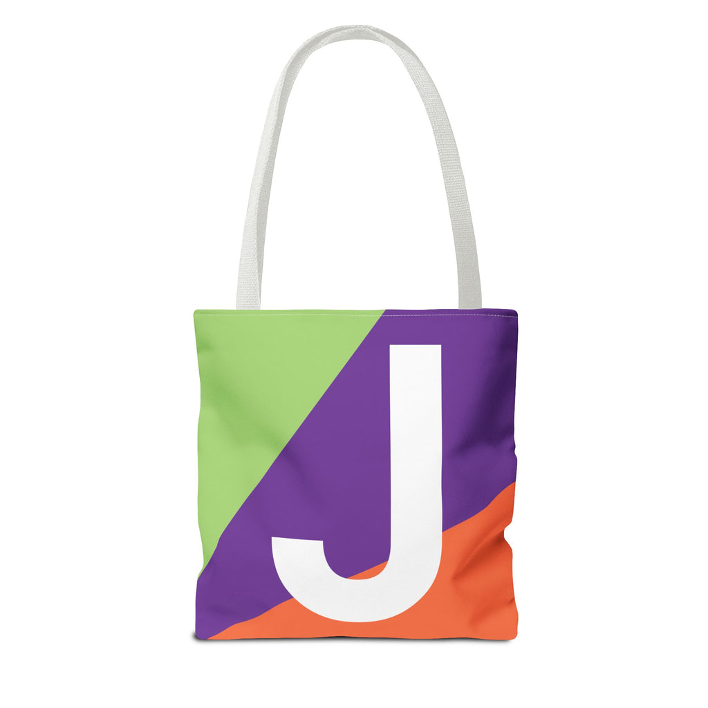 Monogram 'J' Colorblock Tote Bag — Personalized Initial J Shoulder Tote