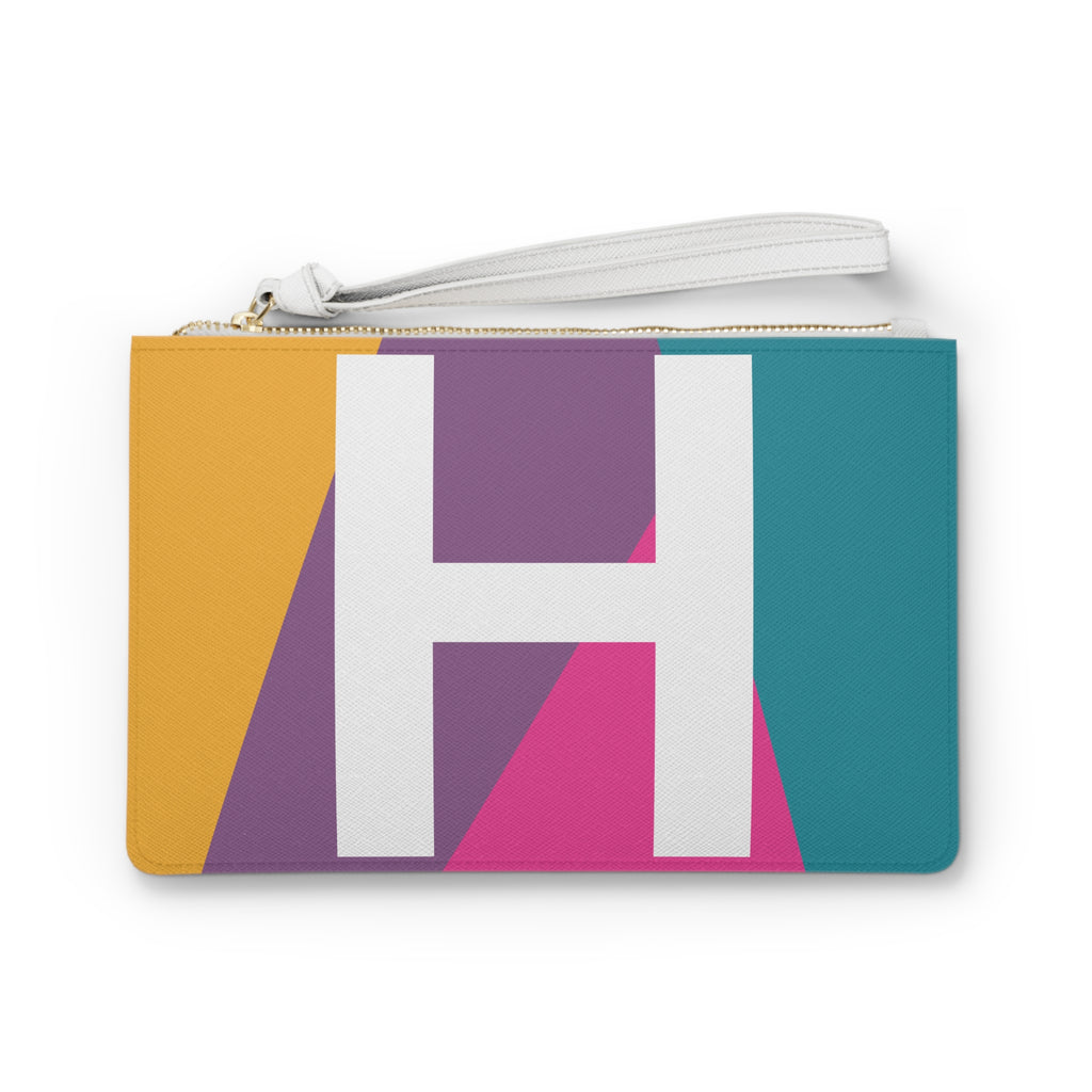 Monogram 'H' Colorblock Clutch Bag — Bold Geometric Wristlet for Everyday & Gifts