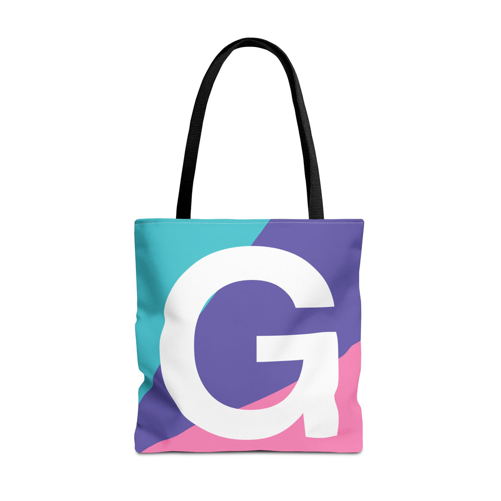 Monogram 'G' Colorblock Tote Bag — Personalized Initial G Shoulder Tote