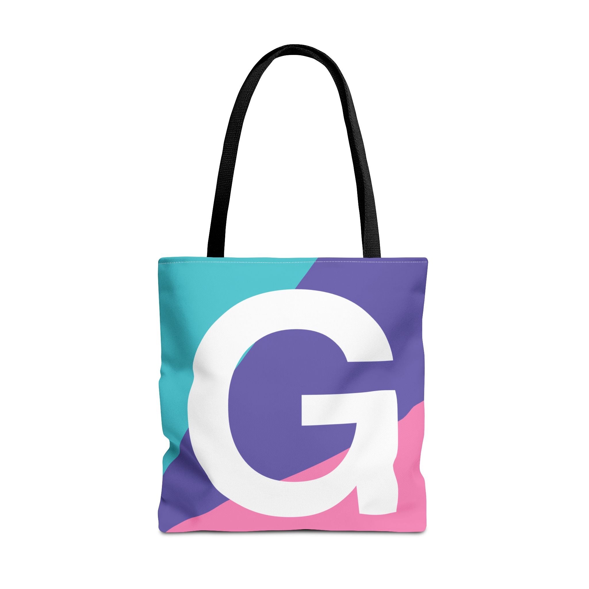 Monogram 'G' Colorblock Tote Bag — Personalized Initial G Shoulder Tote