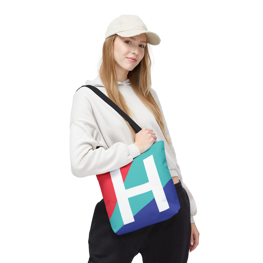 Monogram 'H' Colorblock Tote Bag — Personalized Initial H Shoulder Tote