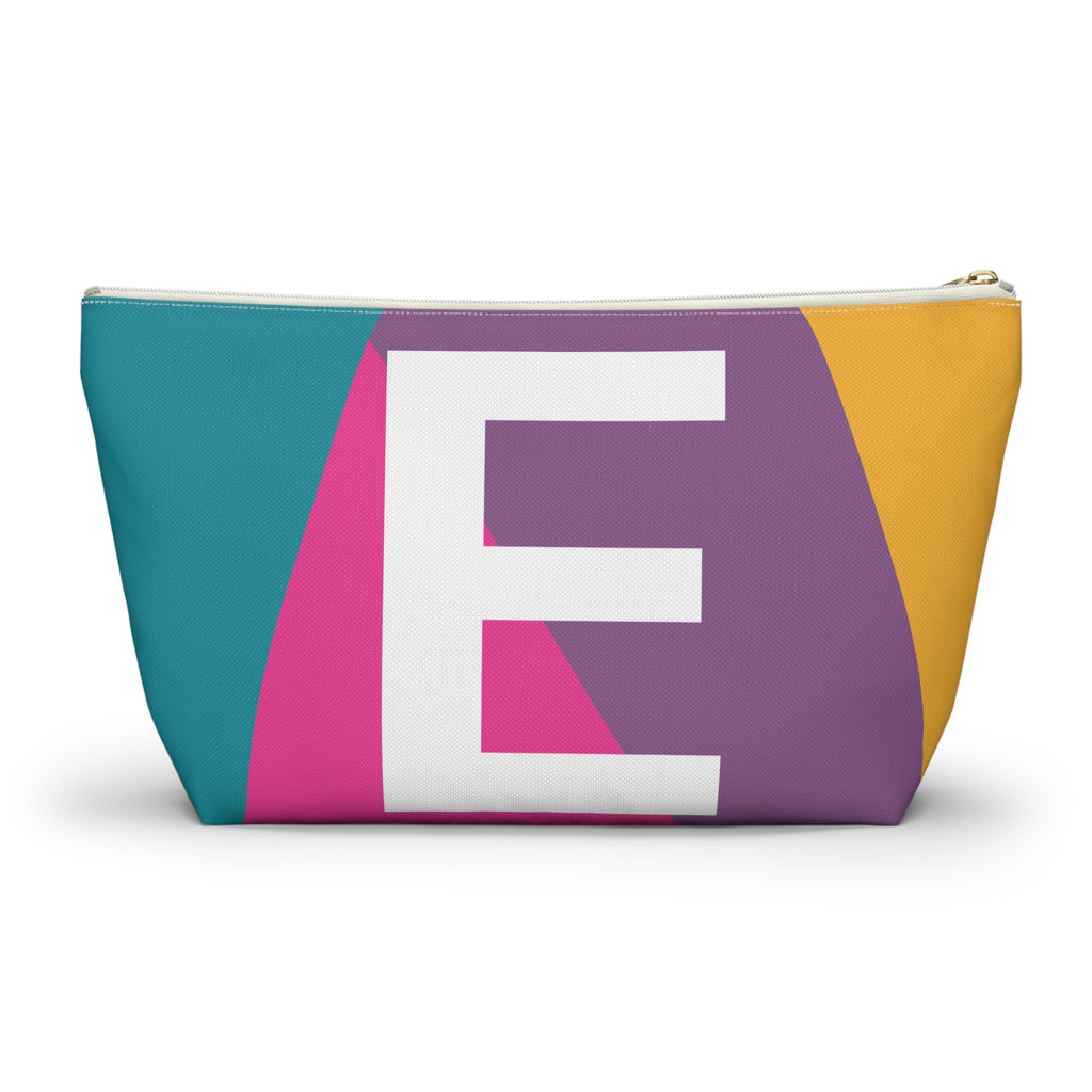 Initials Colorblock Accessory Pouch — Monogram E T-Bottom Cosmetic Bag