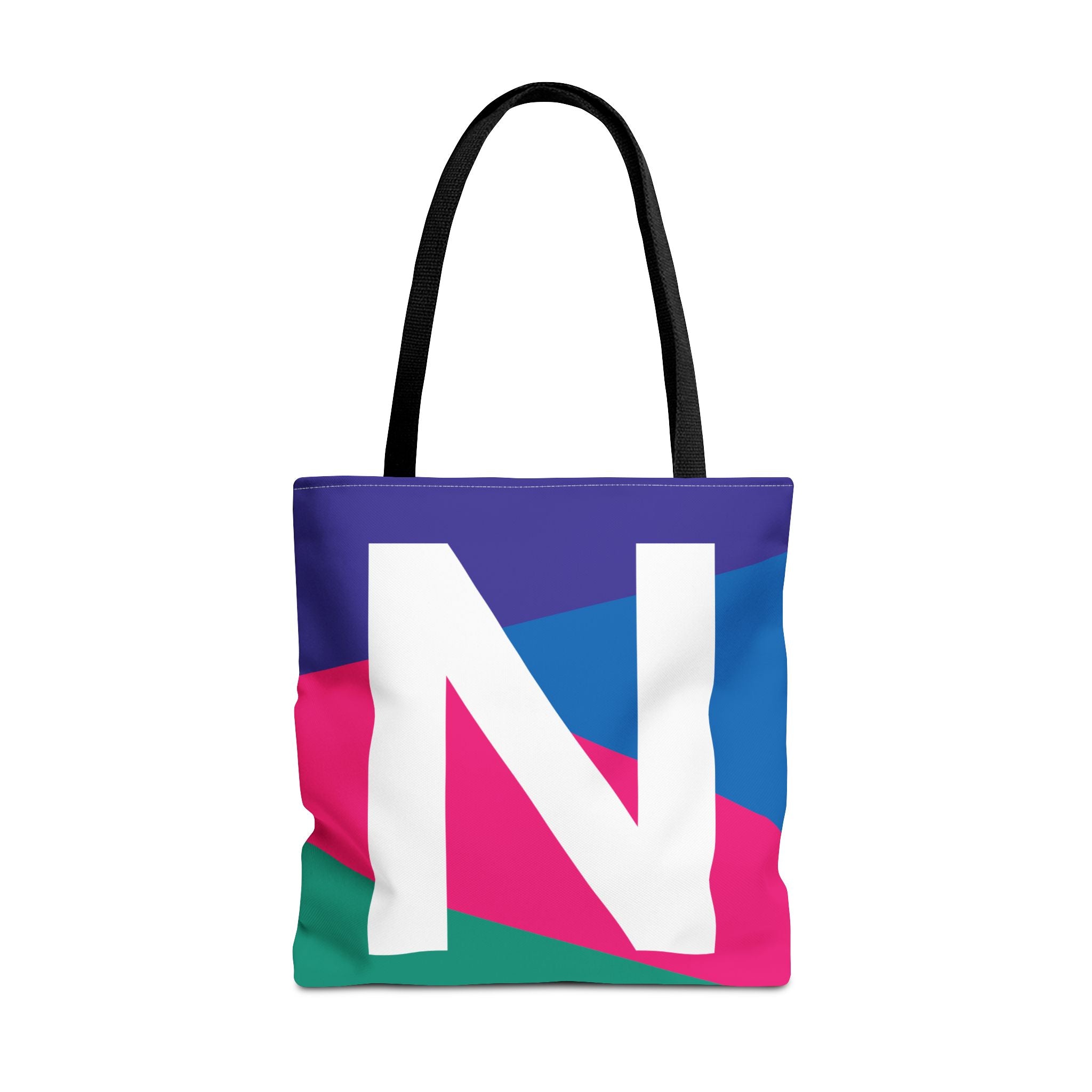 Monogram 'N' Colorblock Tote Bag — Personalized Initial N Shoulder Tote