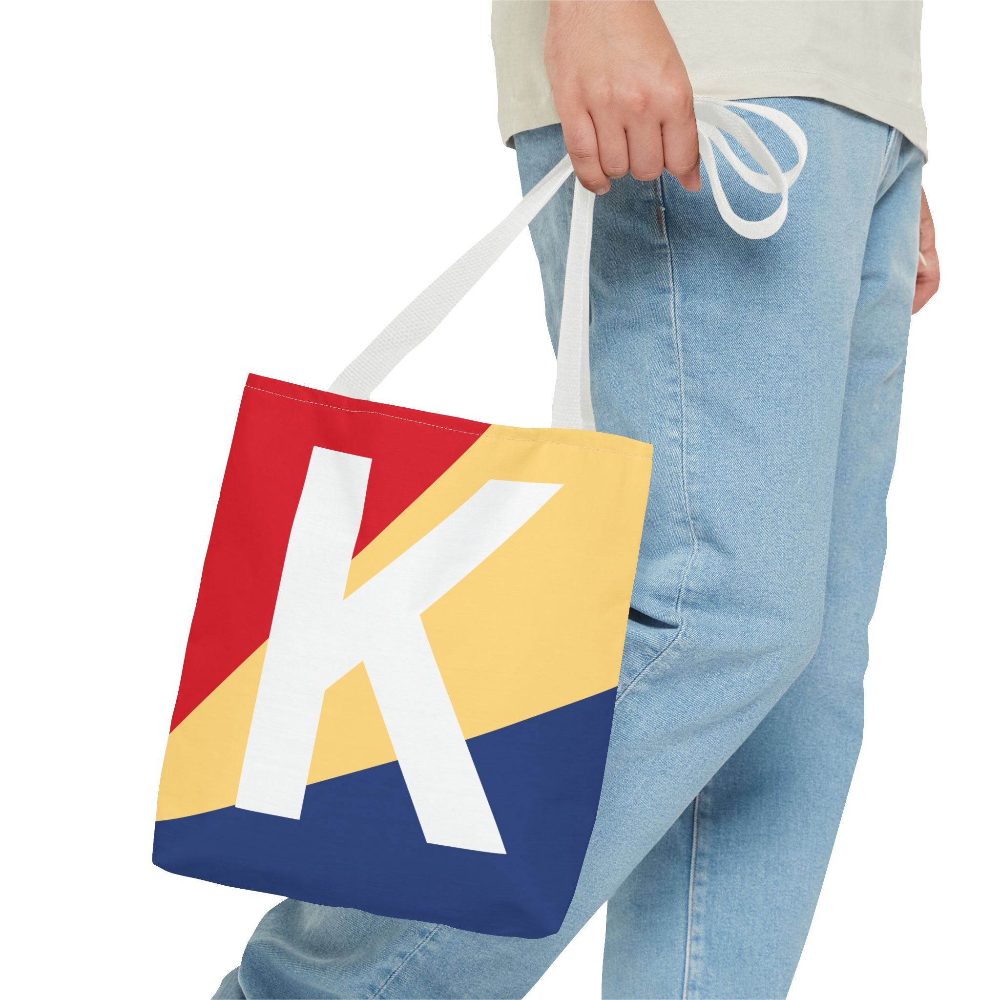 Monogram 'K' Colorblock Tote Bag — Personalized Initial K Shoulder Tote