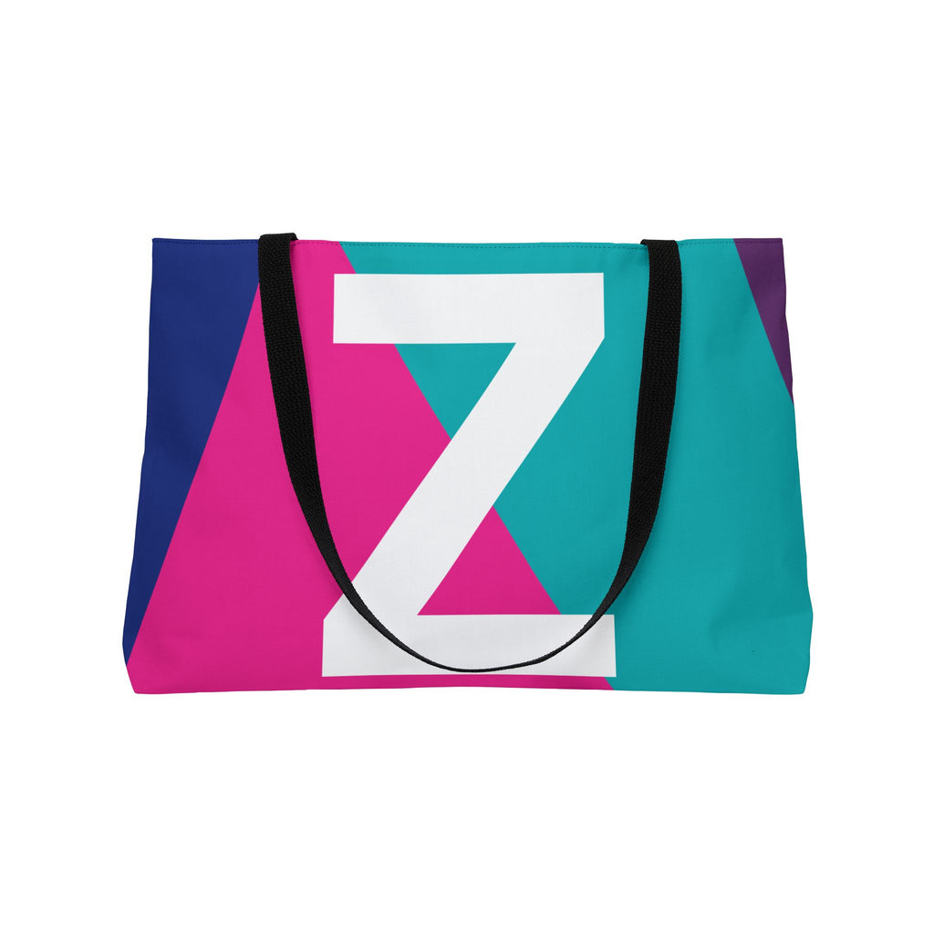 Personalized 'Z' Colorblock Tote Bag — Monogram Weekender Tote
