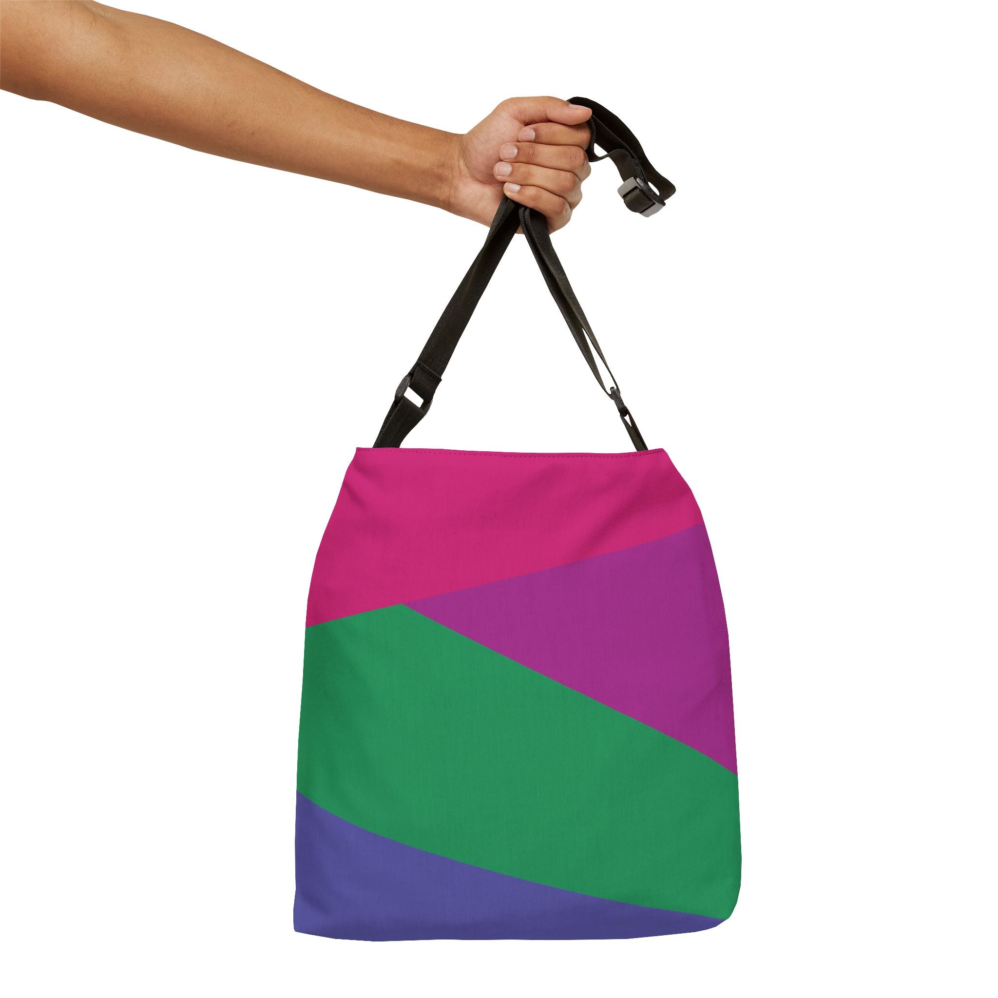 Colorblock Geometric Tote Bag — Adjustable Strap, Bright Abstract Pattern