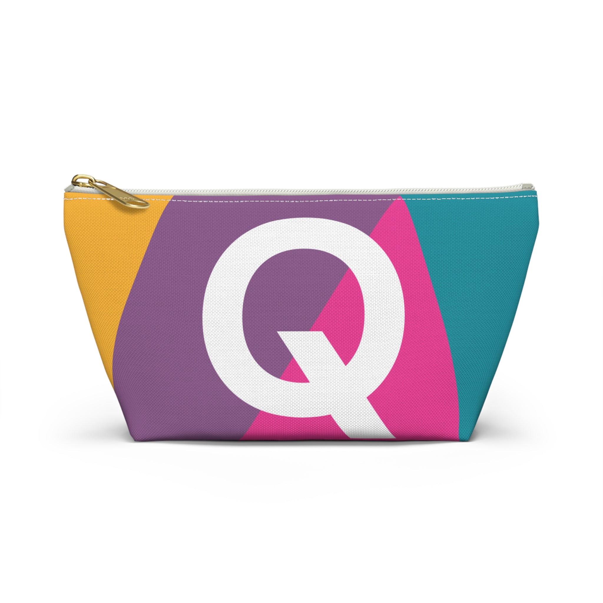 Initials Colorblock Accessory Pouch — Monogram Q T-Bottom Cosmetic Bag