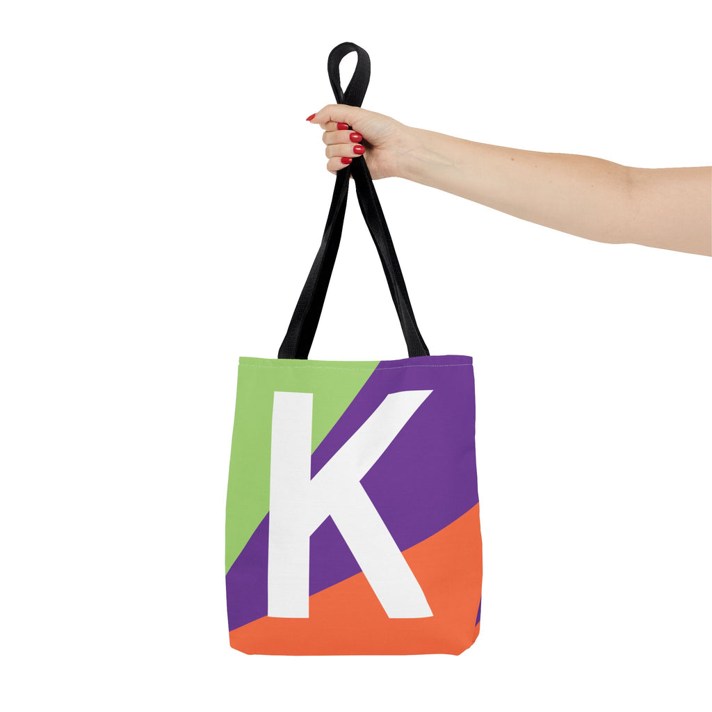 Monogram 'K' Colorblock Tote Bag — Personalized Initial K Shoulder Tote