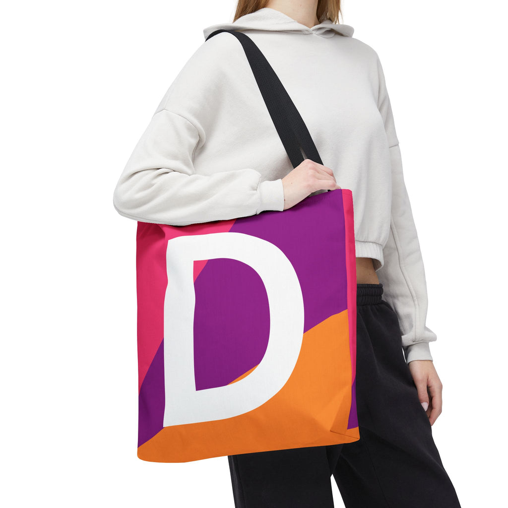 Monogram 'D' Colorblock Tote Bag — Personalized Initial D Shoulder Tote