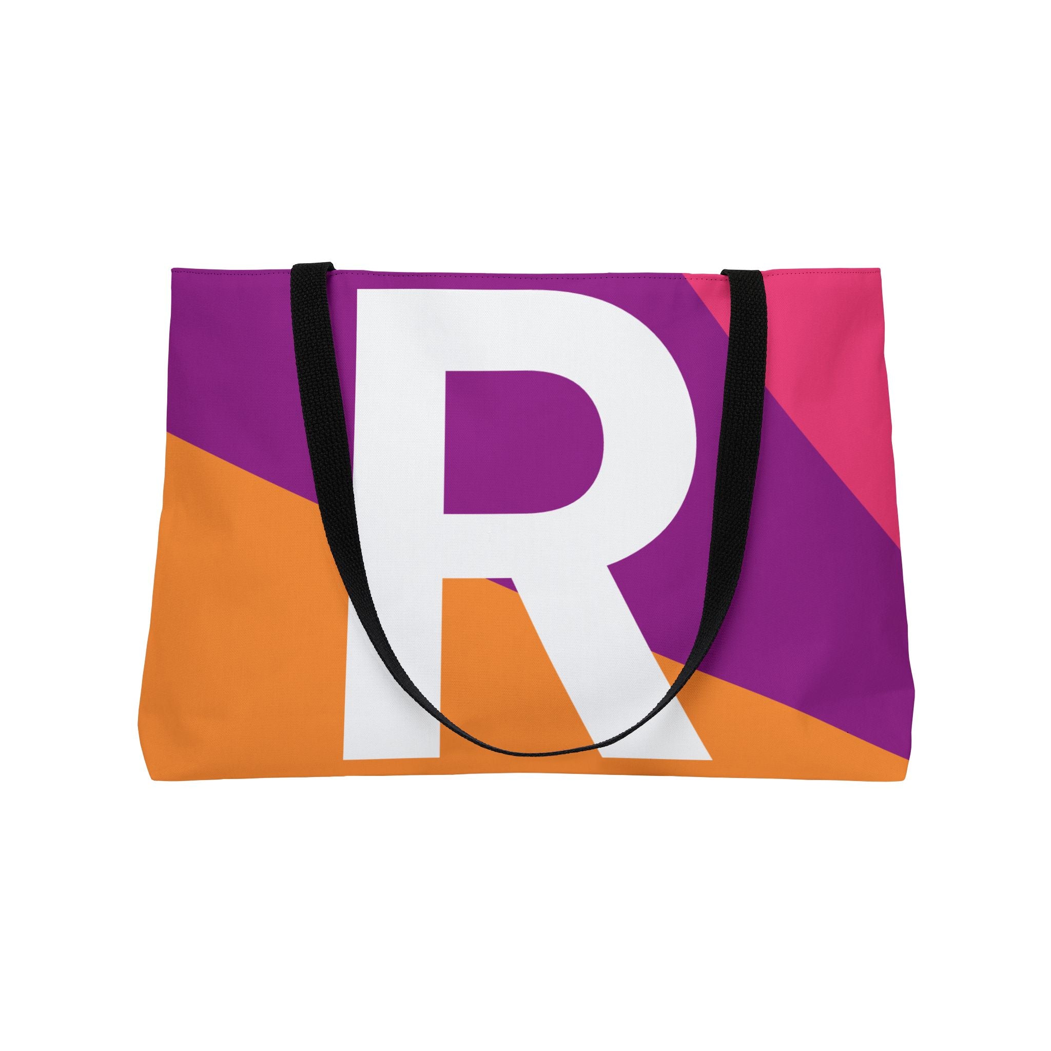 Personalized 'R' Colorblock Tote Bag — Monogram Weekender Tote