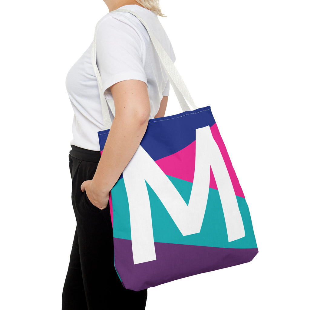Monogram 'M' Colorblock Tote Bag — Personalized Initial L Shoulder Tote