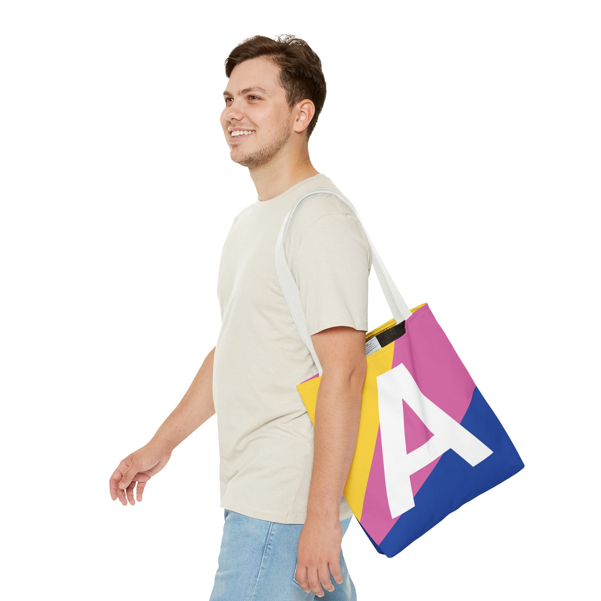 Monogram 'A' Colorblock Tote Bag — Personalized Initial A Shoulder Tote