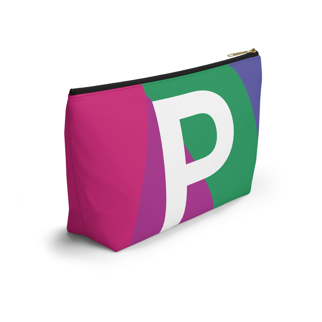 Initials Colorblock Accessory Pouch — Monogram P T-Bottom Cosmetic Bag