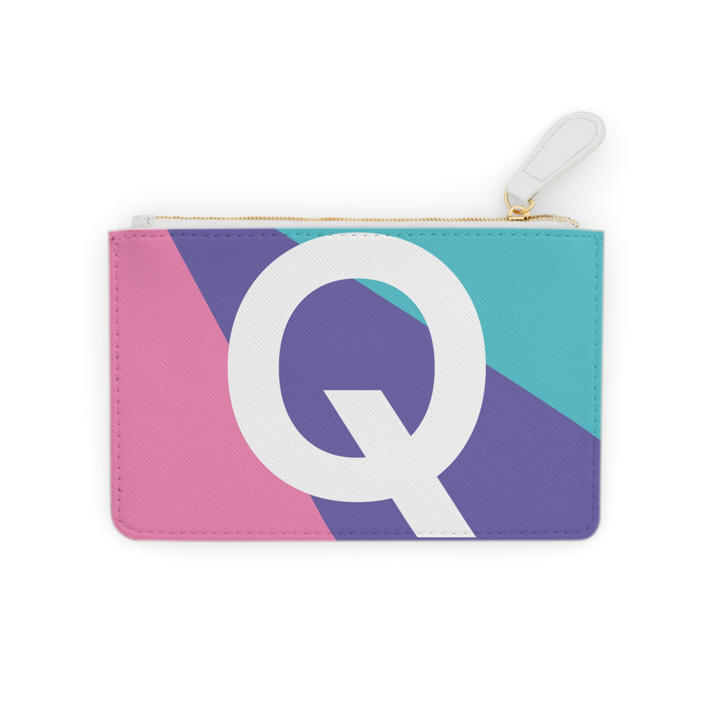 Initial Q Mini Clutch — Colorblock Monogram Wristlet Wallet