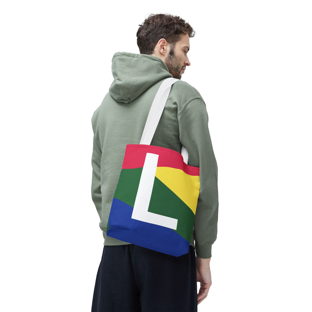 Monogram 'L' Colorblock Tote Bag — Personalized Initial L Shoulder Tote